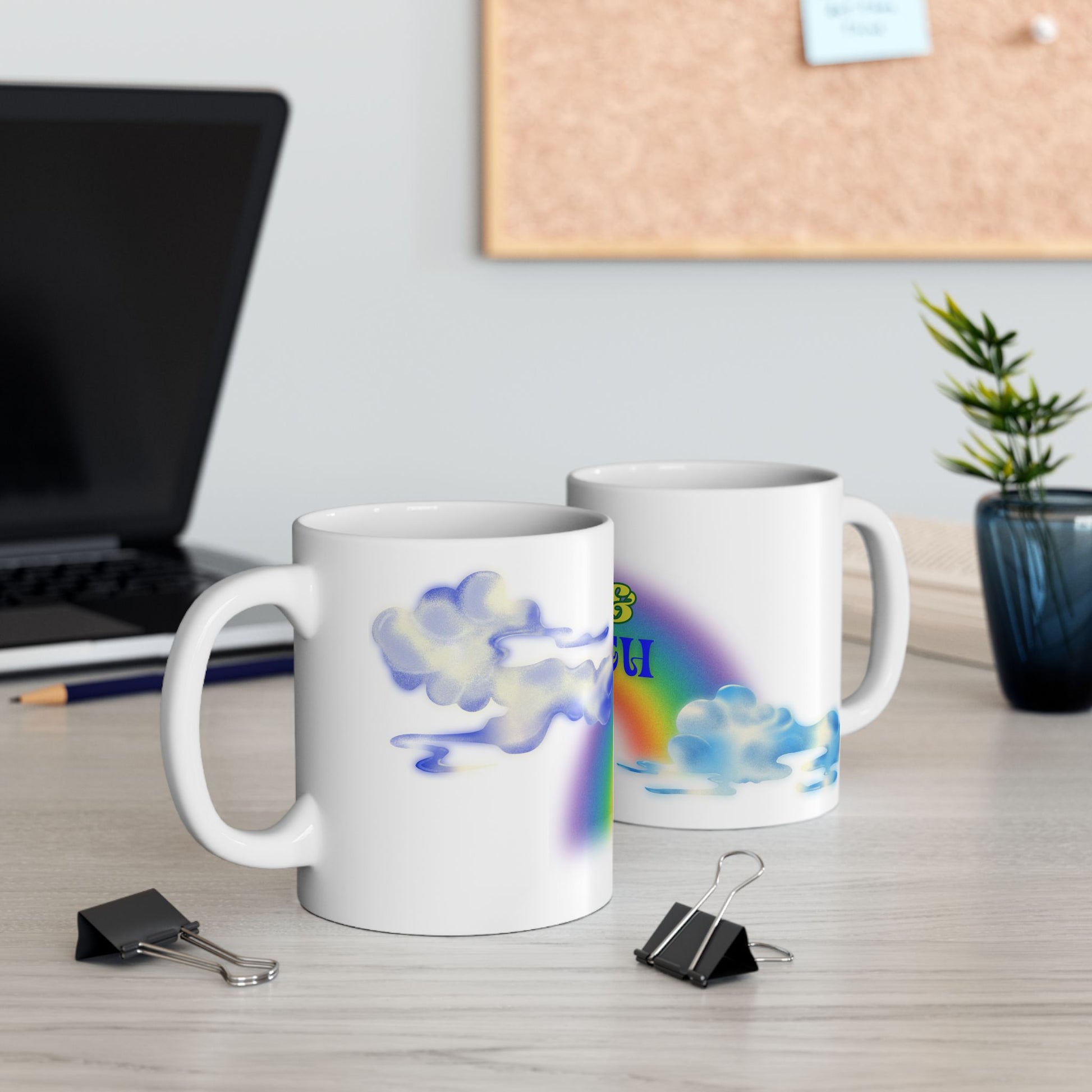Rise and Sigh- Retro Humor, Rainbow Ceramic Mug, (11oz)