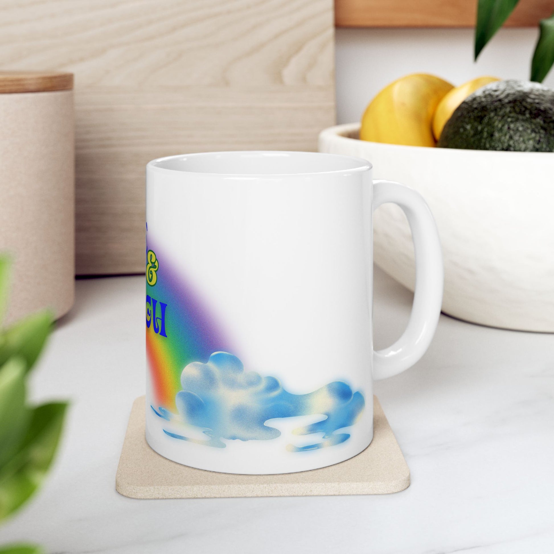 Rise and Sigh- Retro Humor, Rainbow Ceramic Mug, (11oz)