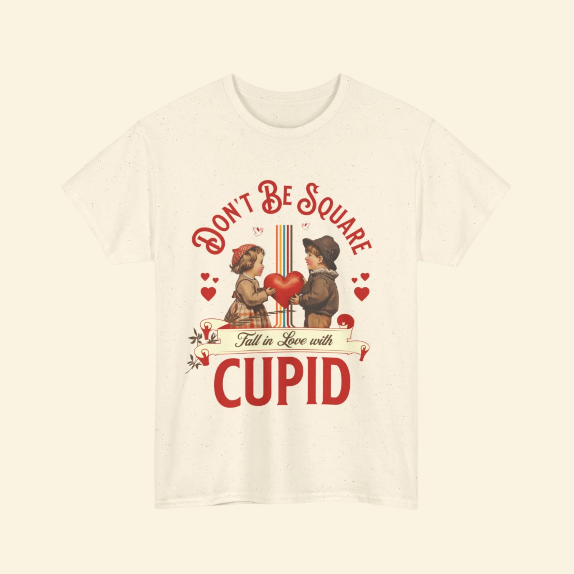 Cute Cupid Unisex Heavy Cotton Tee - Retro Romance T-Shirt