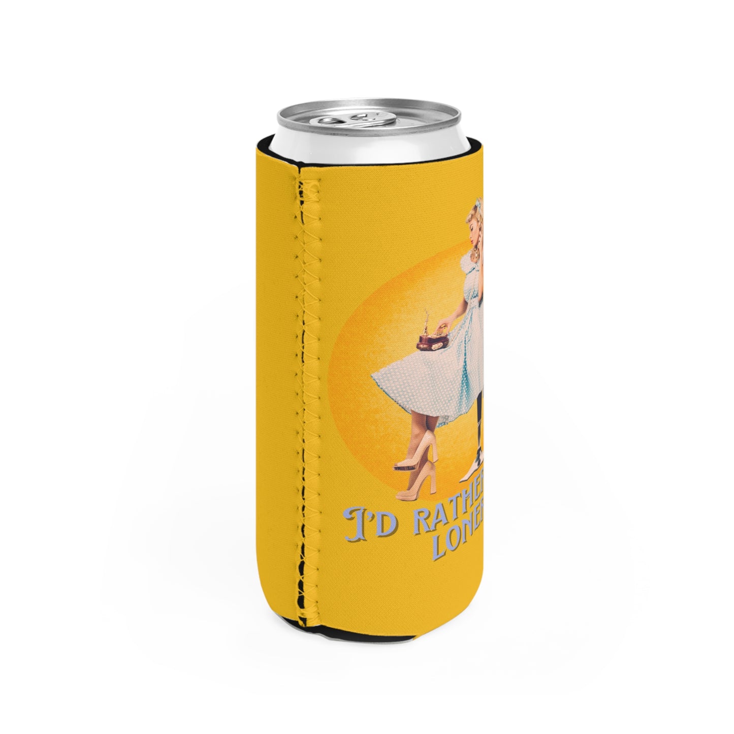 Vintage-Inspired Slim Can Cooler - "I'd Rather Be a Loner"