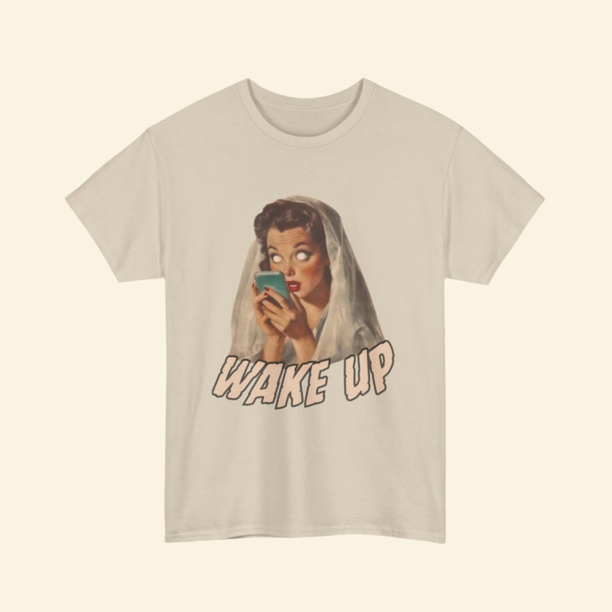Wake Up Unisex Heavy Cotton Tee - Retro Aesthetic Tee, Vintage Style Shirt