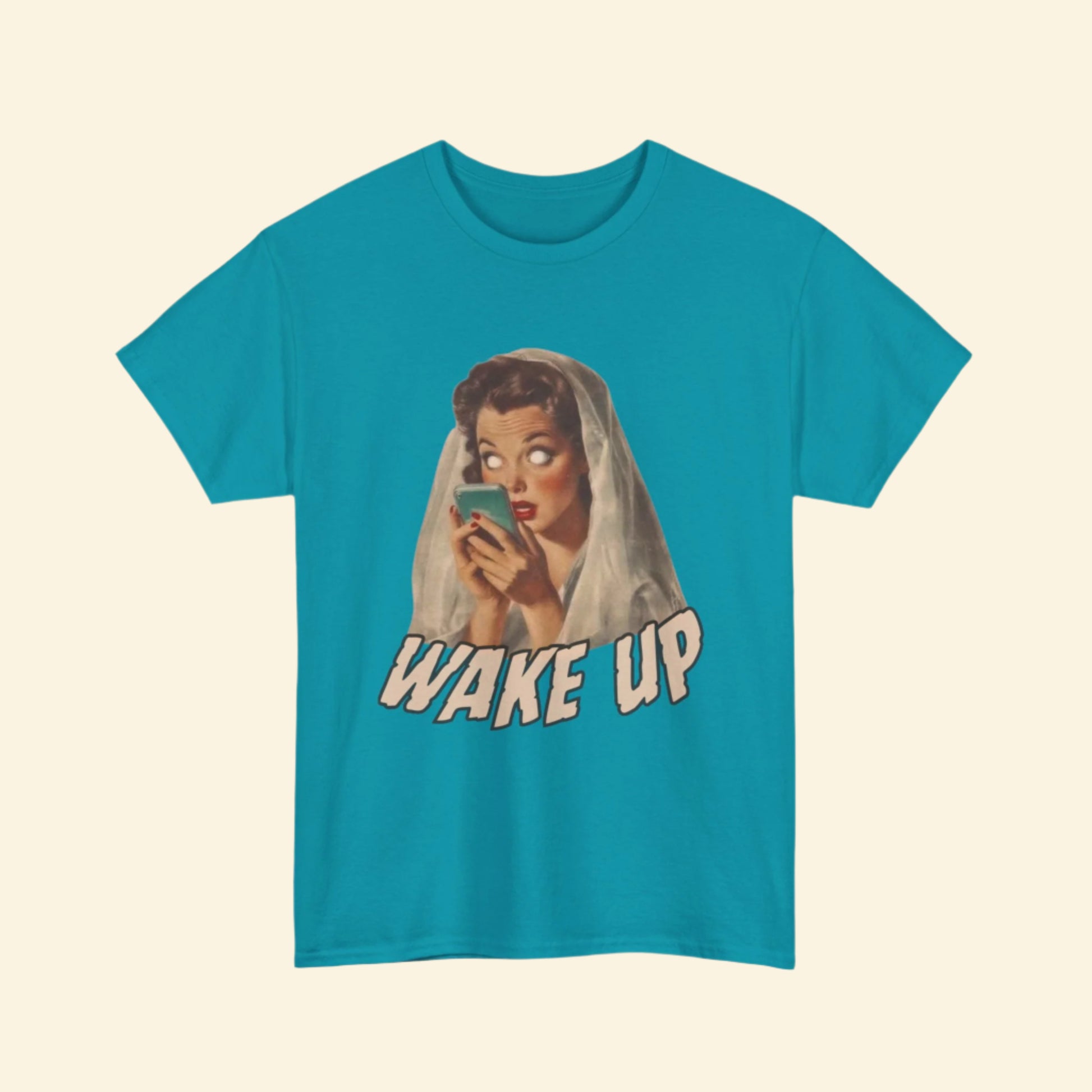 Wake Up Unisex Heavy Cotton Tee - Retro Aesthetic Tee, Vintage Style Shirt