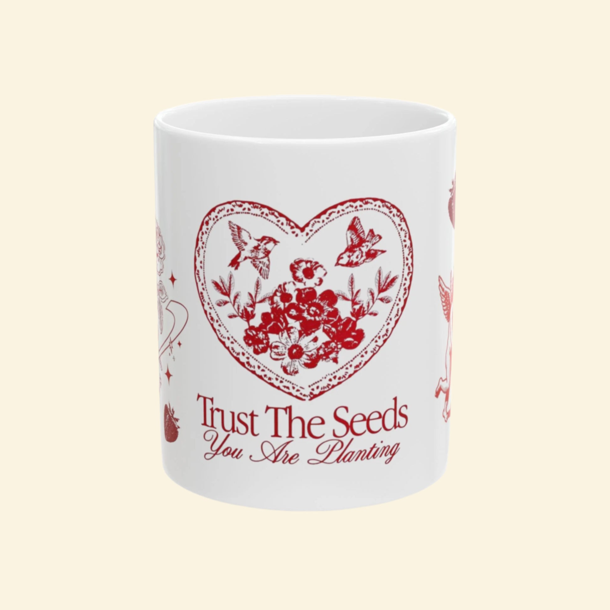 Trust The Seeds Ceramic Mug for Gardeners, 11oz, Vintage Home Decor