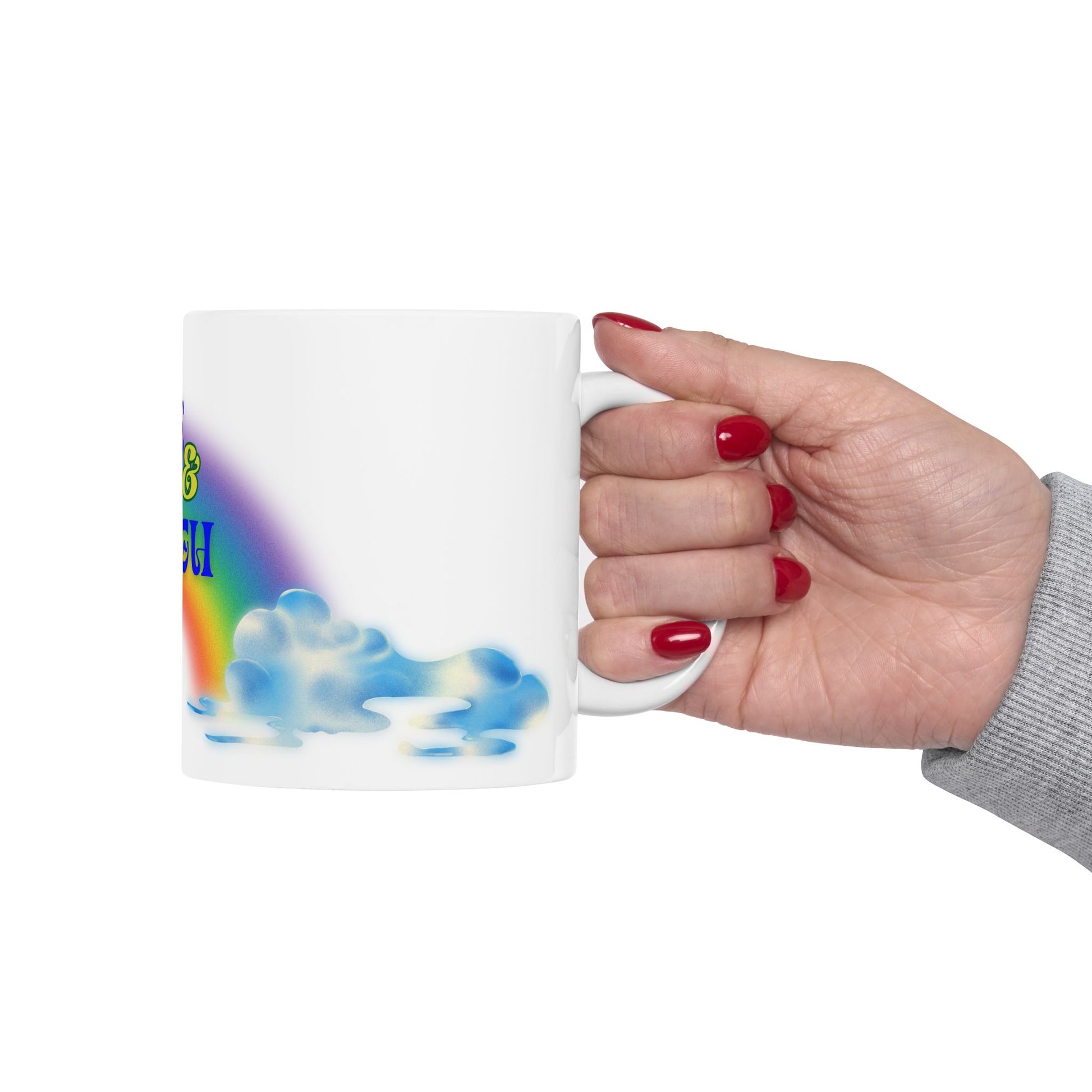 Rise and Sigh- Retro Humor, Rainbow Ceramic Mug, (11oz)
