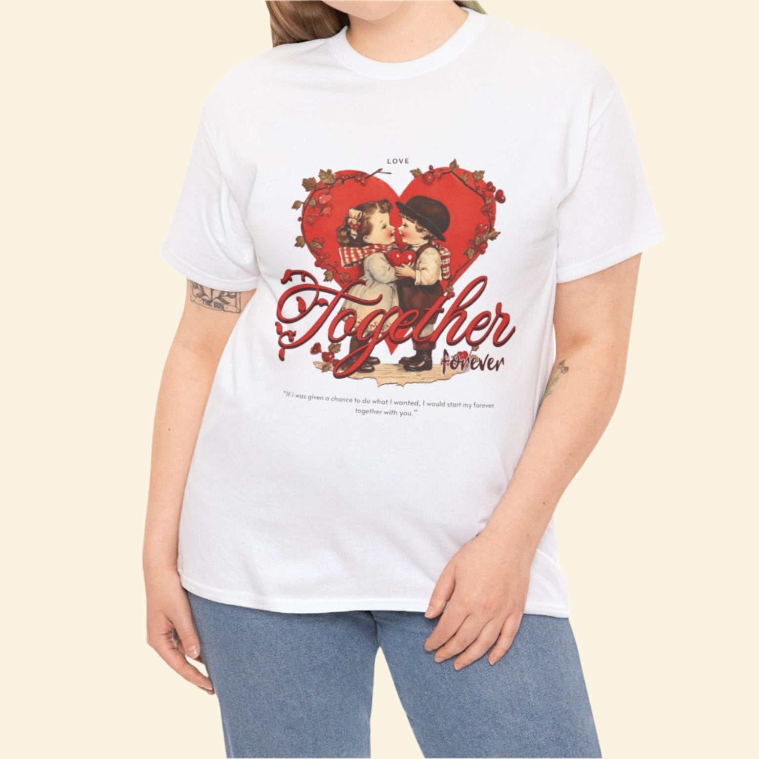 Vintage Romantic Couple Tee, Together forever