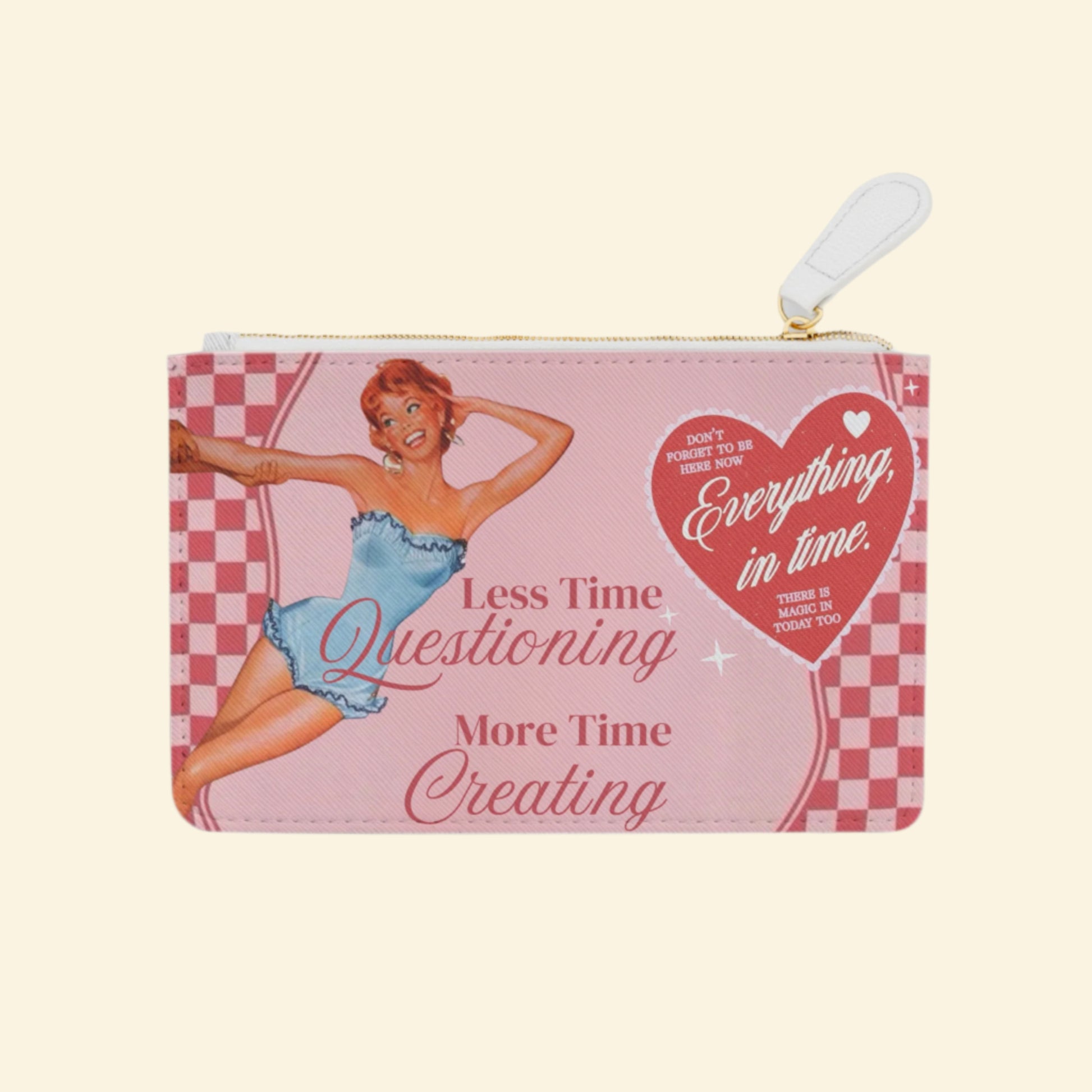 Retro Pink Mini Clutch Bag - Creative Inspiration, Vintage Style, Checkered Design