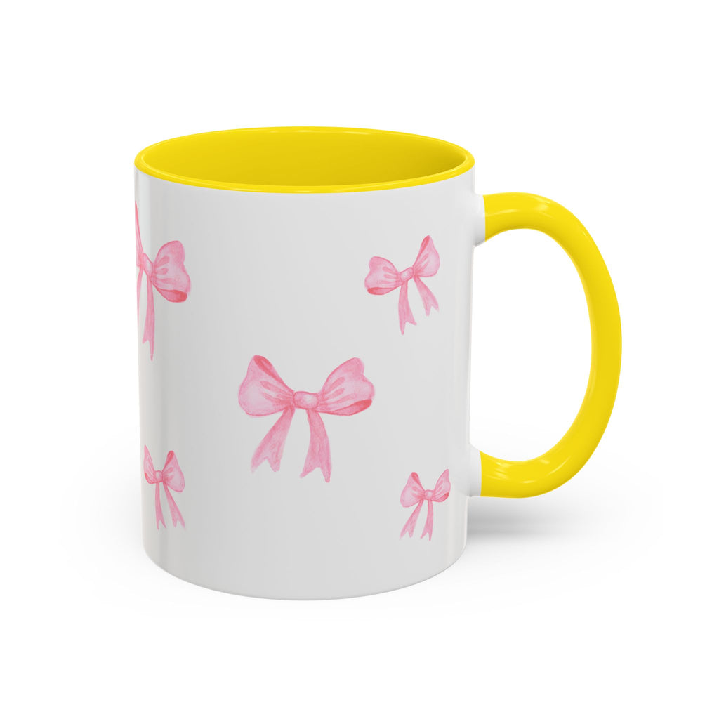 Stylish Pink Bow Accent Coffee Mug - Perfect Gift for Girly Vibes