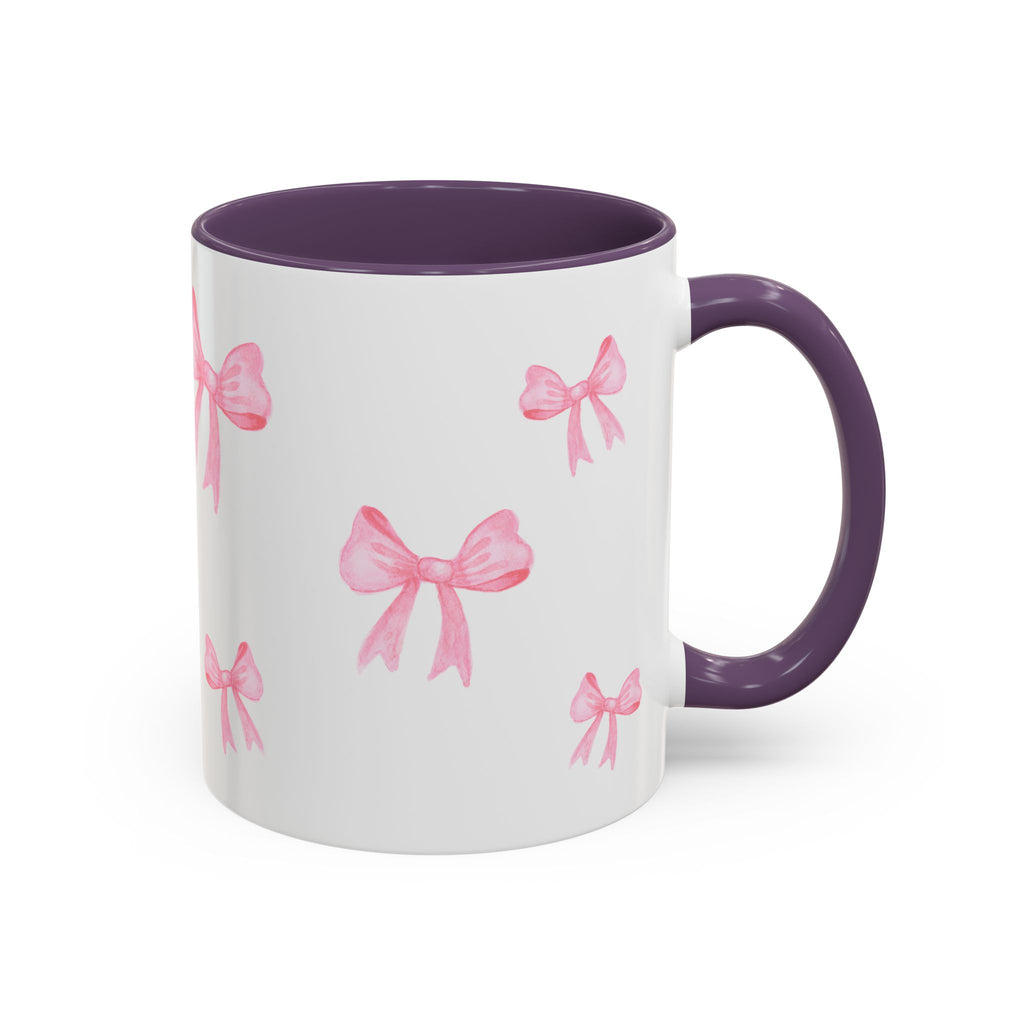 Stylish Pink Bow Accent Coffee Mug - Perfect Gift for Girly Vibes