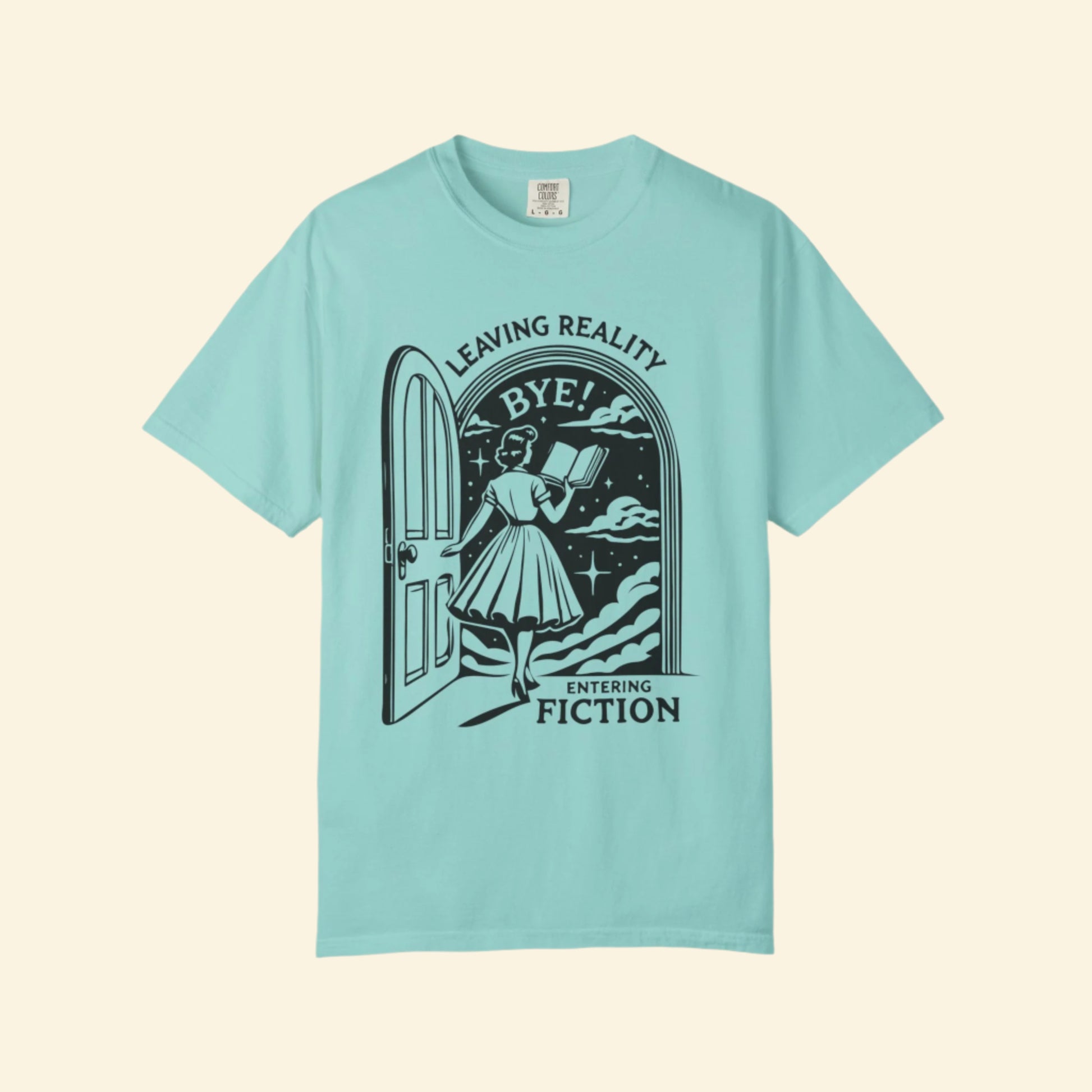 Unisex Garment-Dyed T-Shirt - "Leaving Reality, Entering Fiction" Graphic Tee for Book Lovers