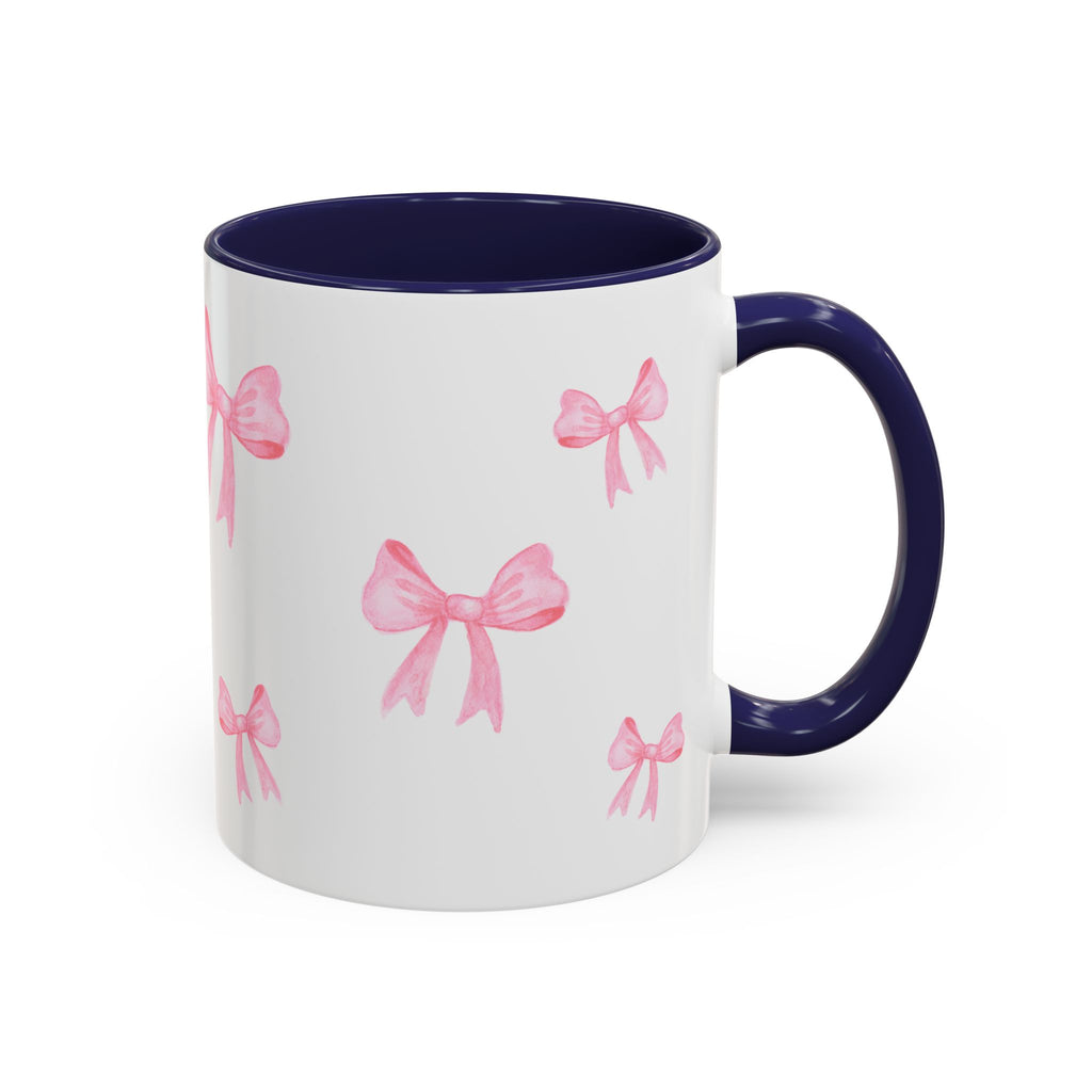 Stylish Pink Bow Accent Coffee Mug - Perfect Gift for Girly Vibes