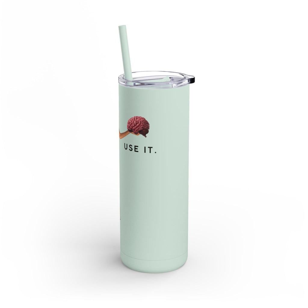 Vintage-Inspired 20oz Skinny Tumbler with 'Use Your Brain' Design