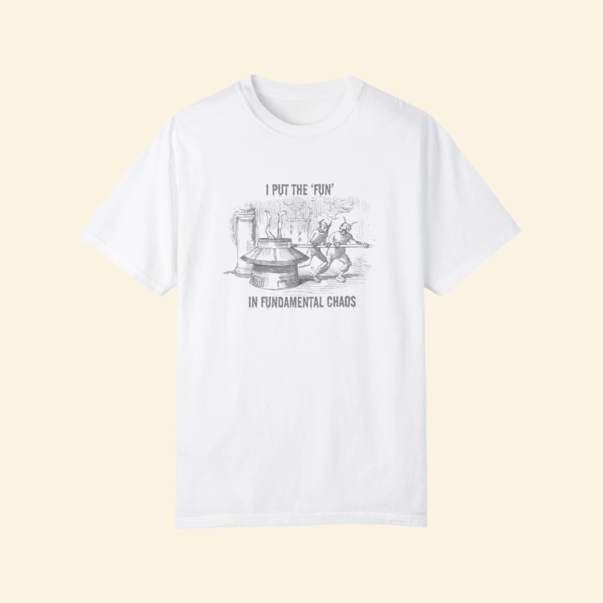 Fun Chaos Unisex Garment-Dyed T-Shirt - Demonic Graphic Tee for Casual Wear