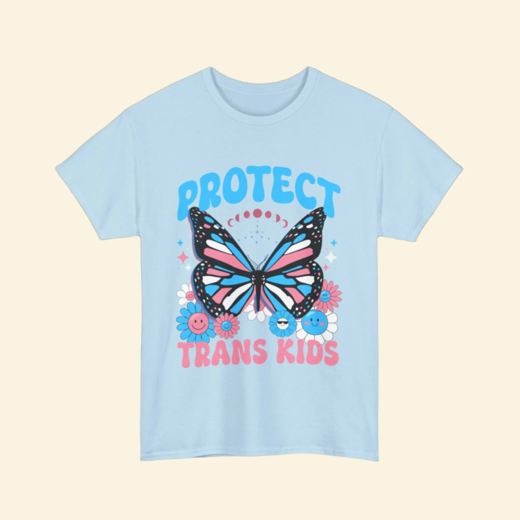 Protect Trans Kids Butterfly Tee, Comfortable Unisex T-Shirt