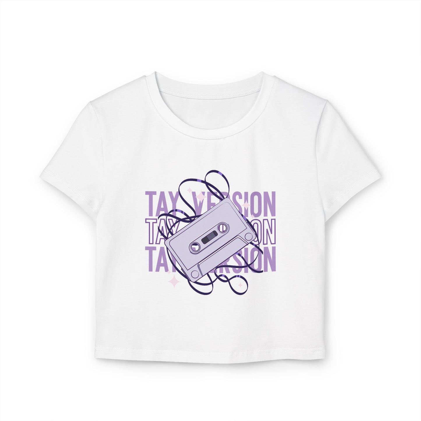 Retro Graphic Women's Baby Tee - Vintage Cassette Tape Design