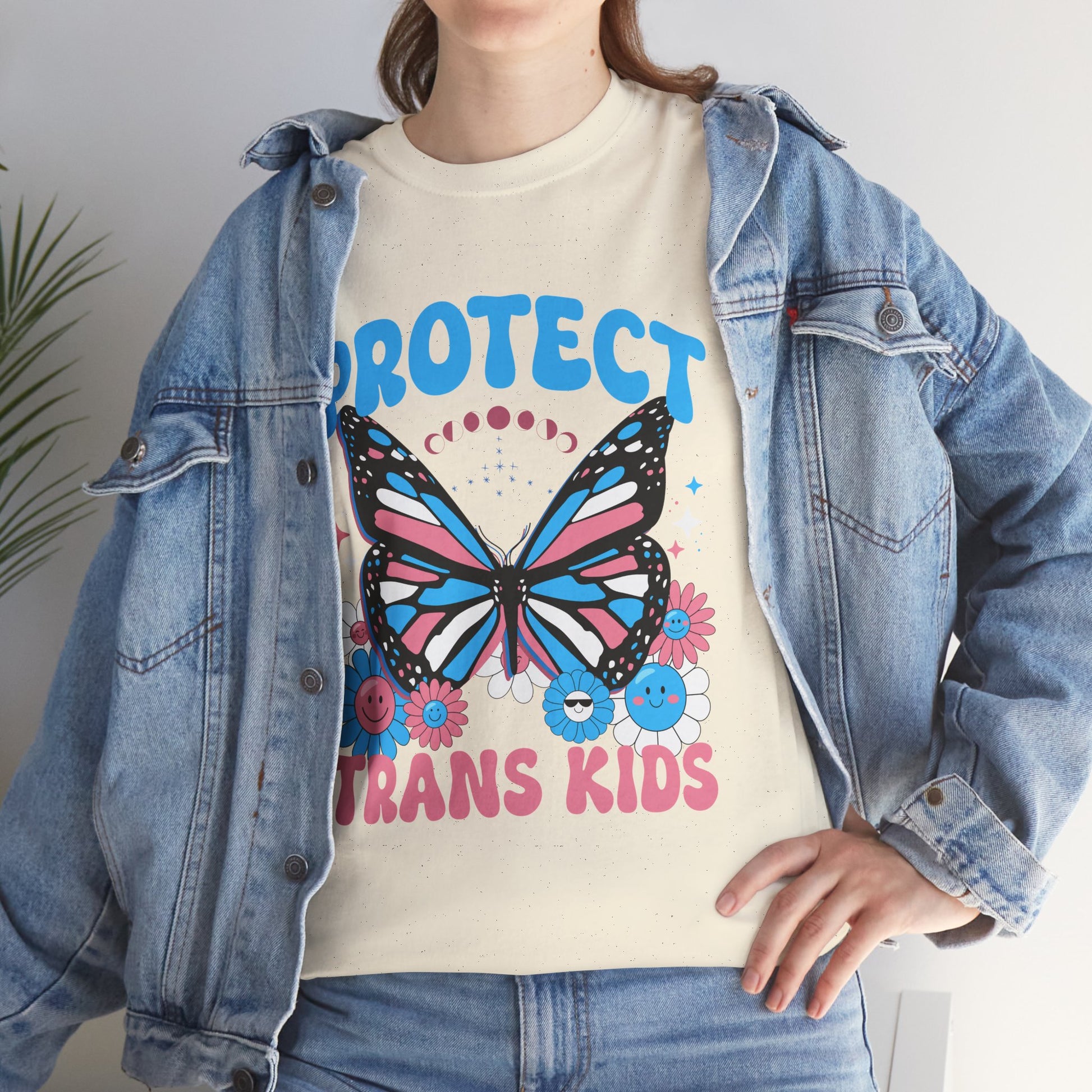 Protect Trans Kids Butterfly Tee, Comfortable Unisex T-Shirt