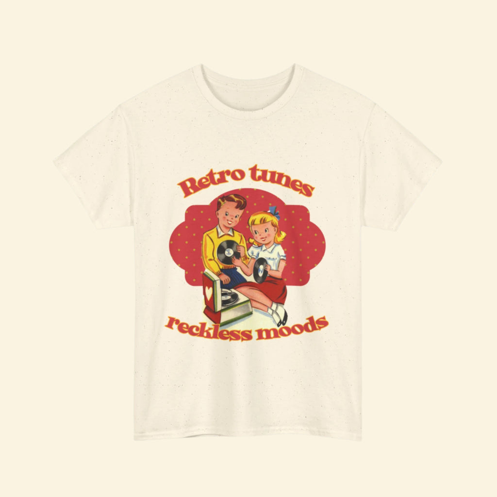Playful Vintage Tee- "Retro Tunes, Reckless Moods"