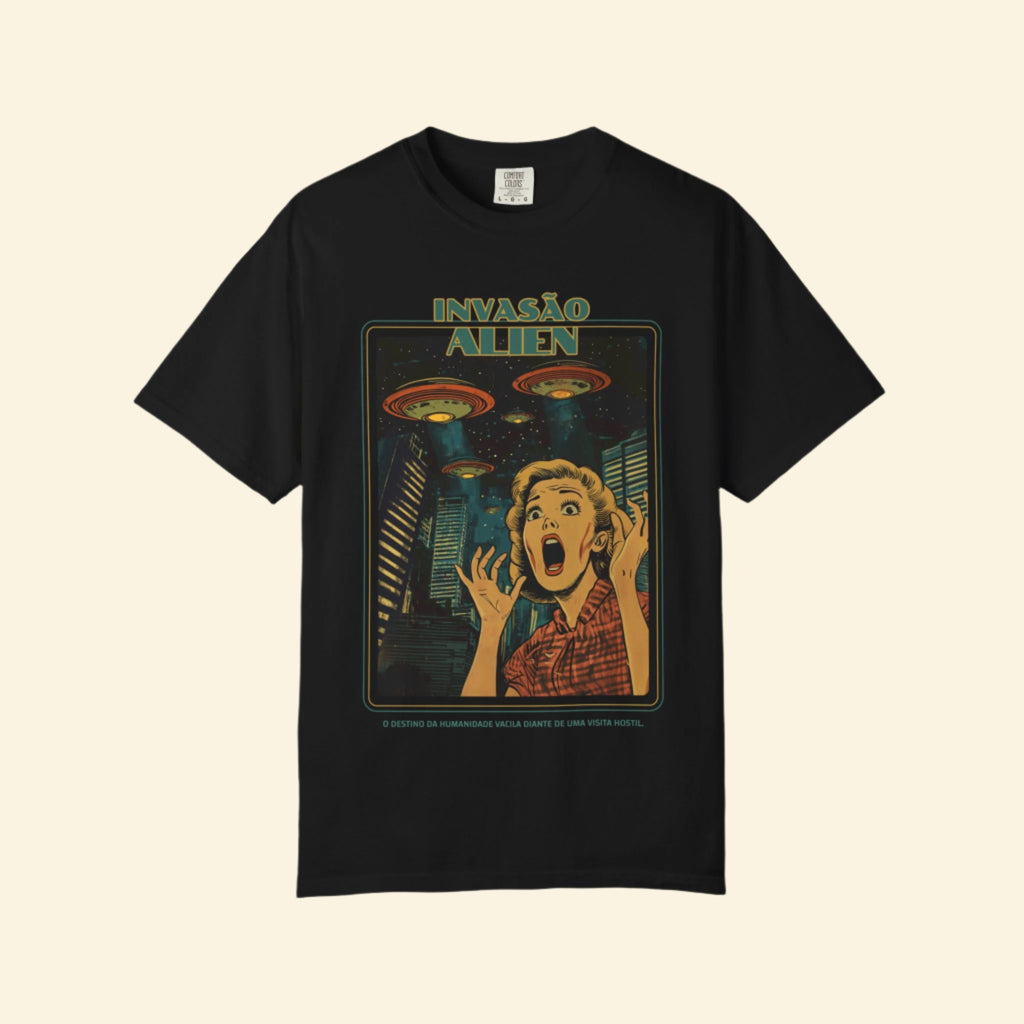 Retro Alien Invasion Unisex Tee - Graphic T-shirt for Sci-Fi Lovers