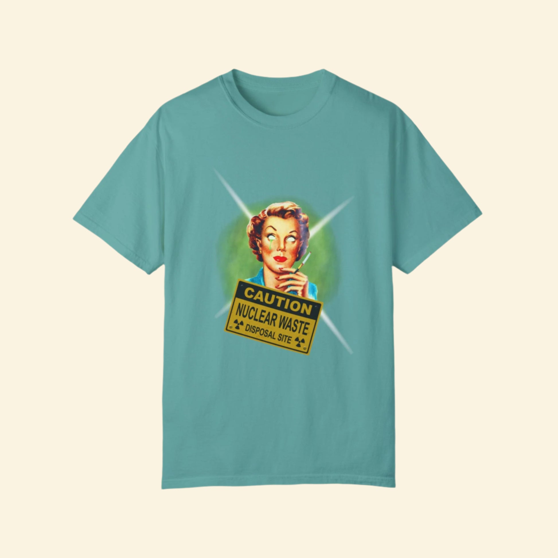 Caution Nuclear Waste Unisex Garment-Dyed T-Shirt | Fun Retro Graphic Tee