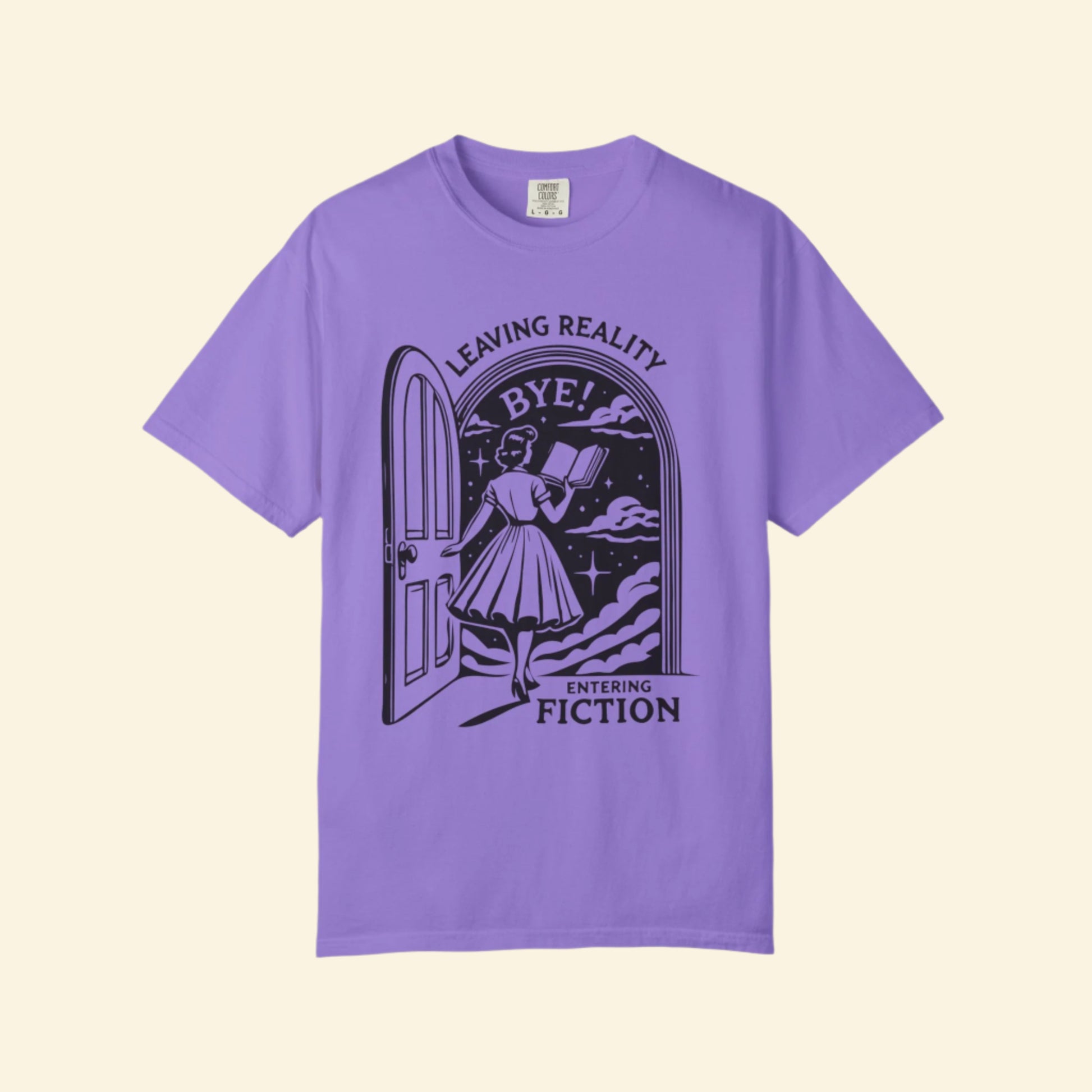 Unisex Garment-Dyed T-Shirt - "Leaving Reality, Entering Fiction" Graphic Tee for Book Lovers