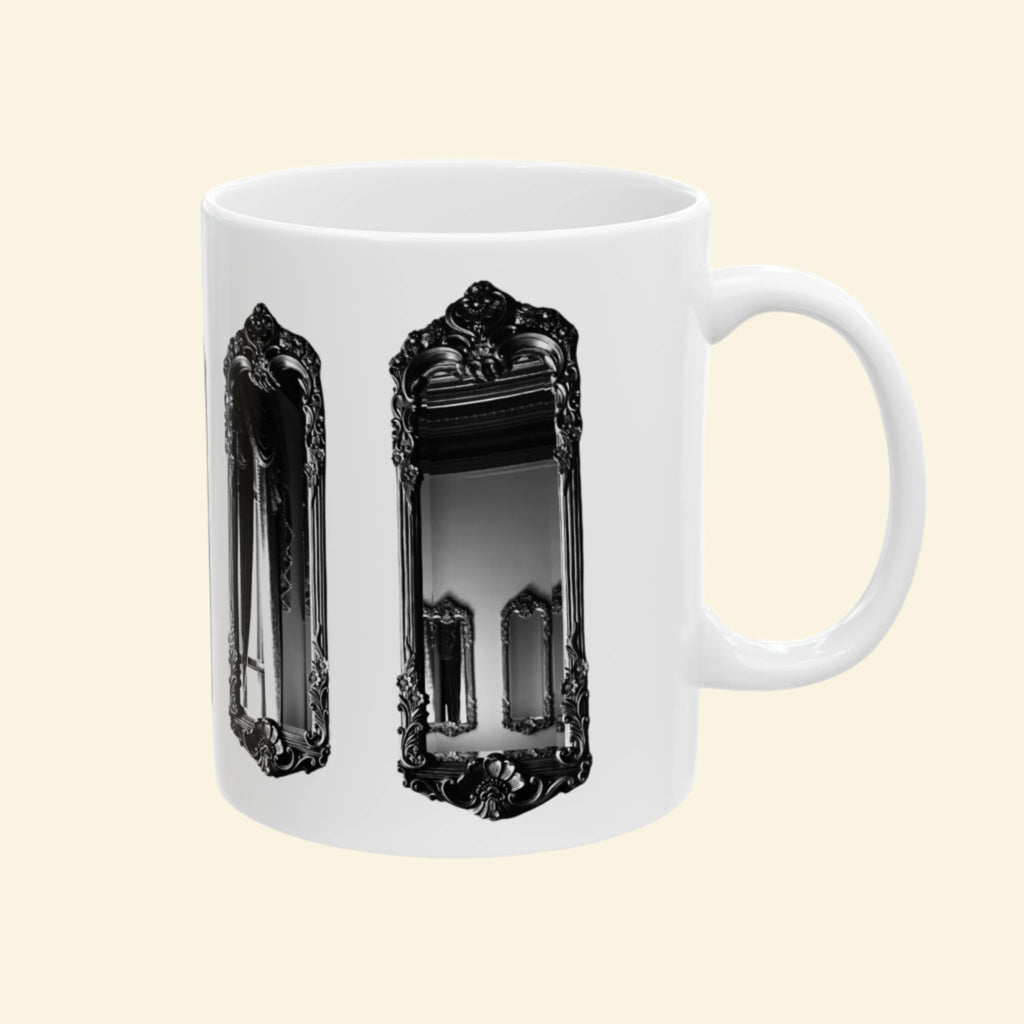 Elegant Black and White Ceramic Mug - Kindness & Beauty Design
