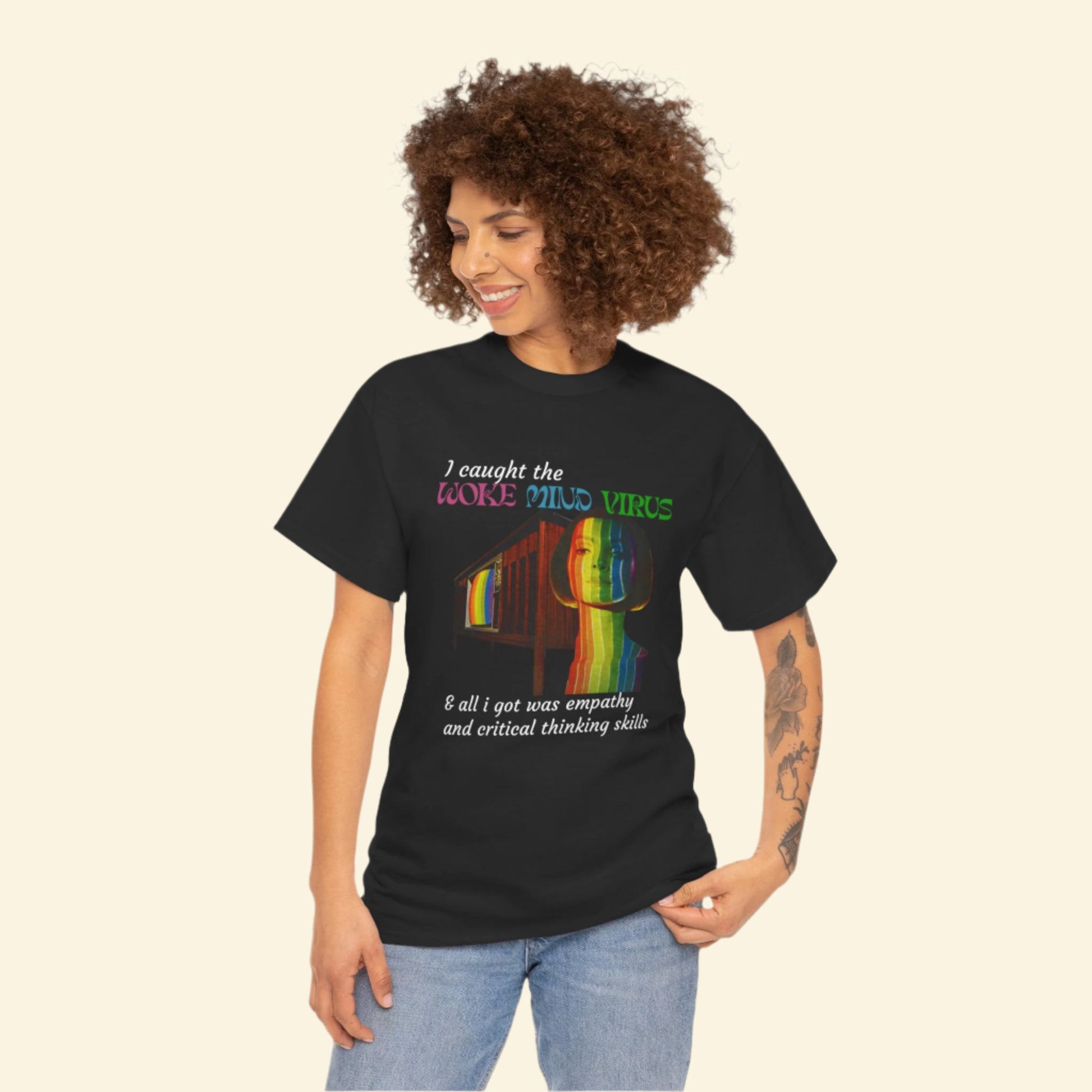 Woke Mind Virus Tee, Unisex Cotton T-Shirt for Critical Thinkers, Perfect Gift for Activists