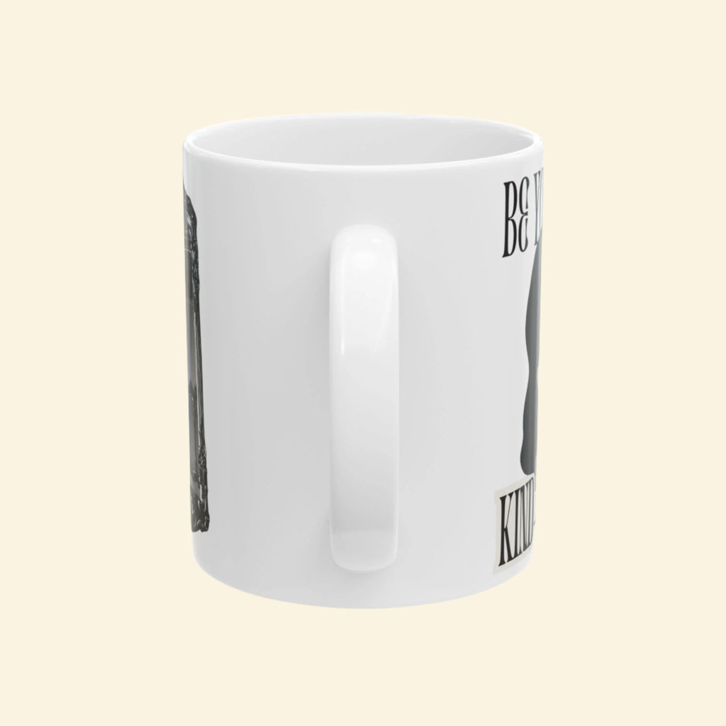 Elegant Black and White Ceramic Mug - Kindness & Beauty Design