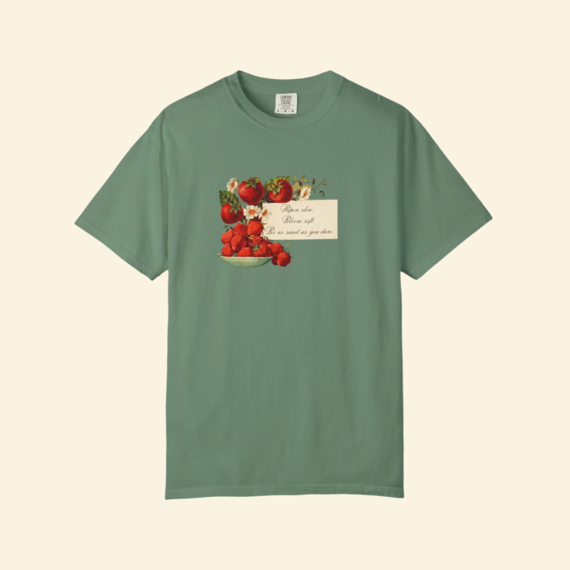 Vintage Strawberry Graphic T-Shirt - Unisex Garment-Dyed Tee for Nature Lovers