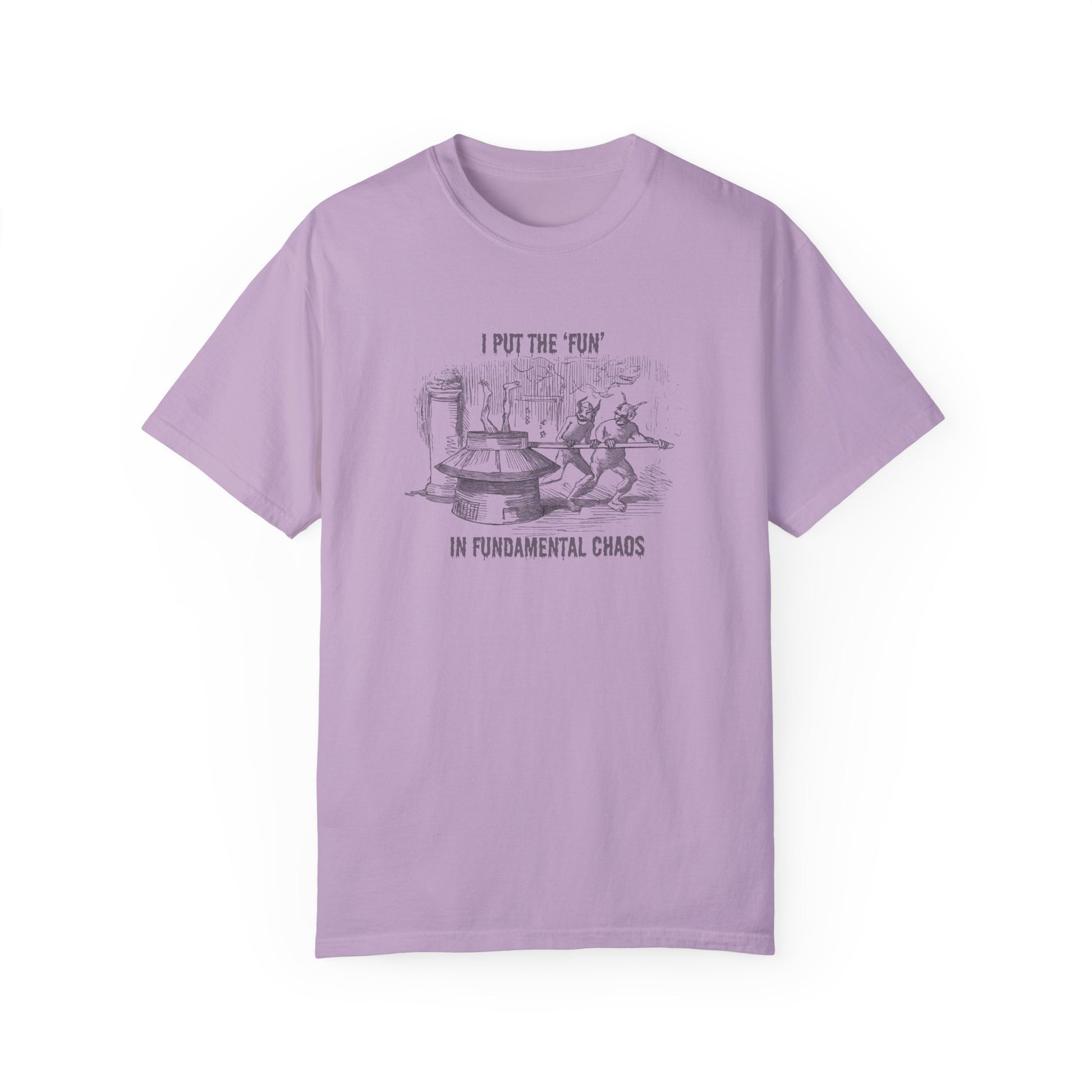 Fun Chaos Unisex Garment-Dyed T-Shirt - Demonic Graphic Tee for Casual Wear