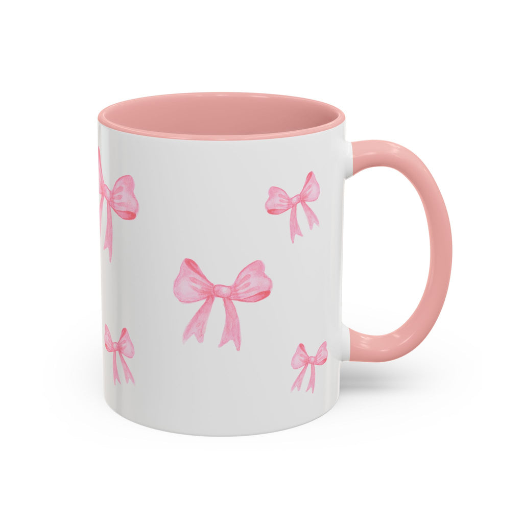Stylish Pink Bow Accent Coffee Mug - Perfect Gift for Girly Vibes