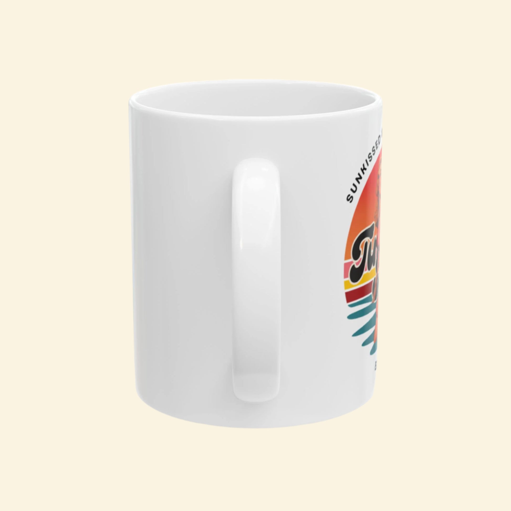 Sunset Vibes Ceramic Mug, Boho Vintage Coffee Cup,
