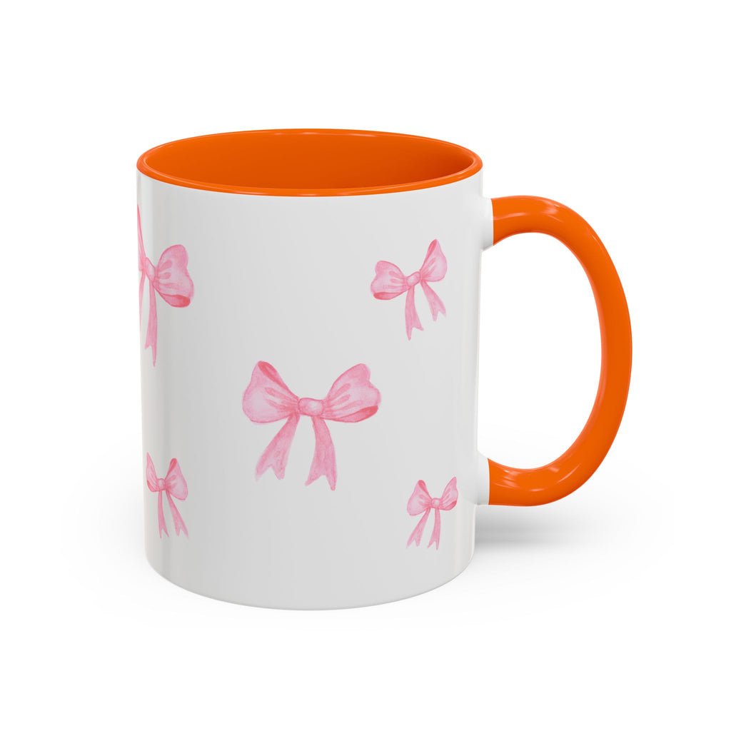 Stylish Pink Bow Accent Coffee Mug - Perfect Gift for Girly Vibes
