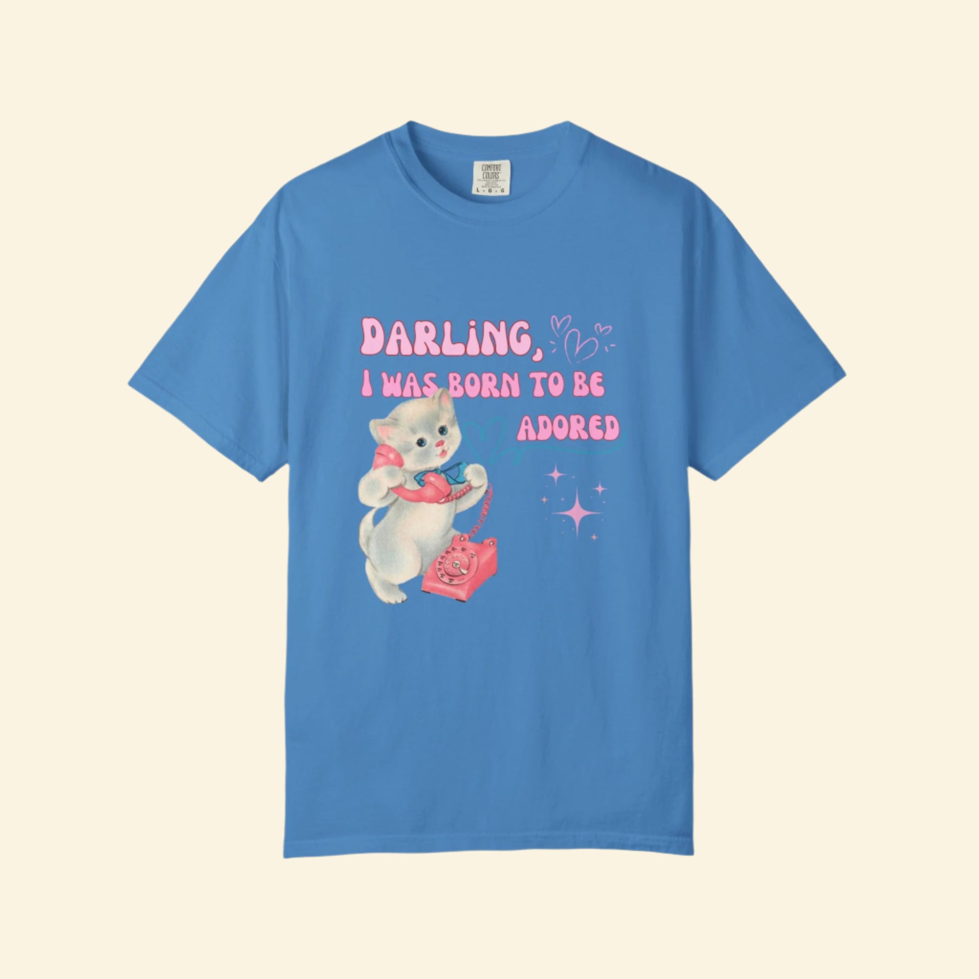 Whimsical Cat Lover T-Shirt, Born to be adored Vintage Tee