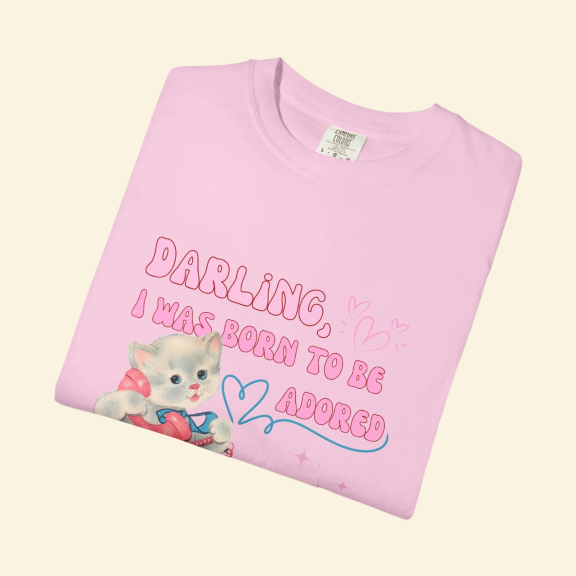 Whimsical Cat Lover T-Shirt, Born to be adored Vintage Tee