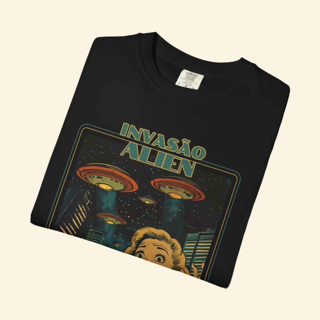 Retro Alien Invasion Unisex Tee - Graphic T-shirt for Sci-Fi Lovers