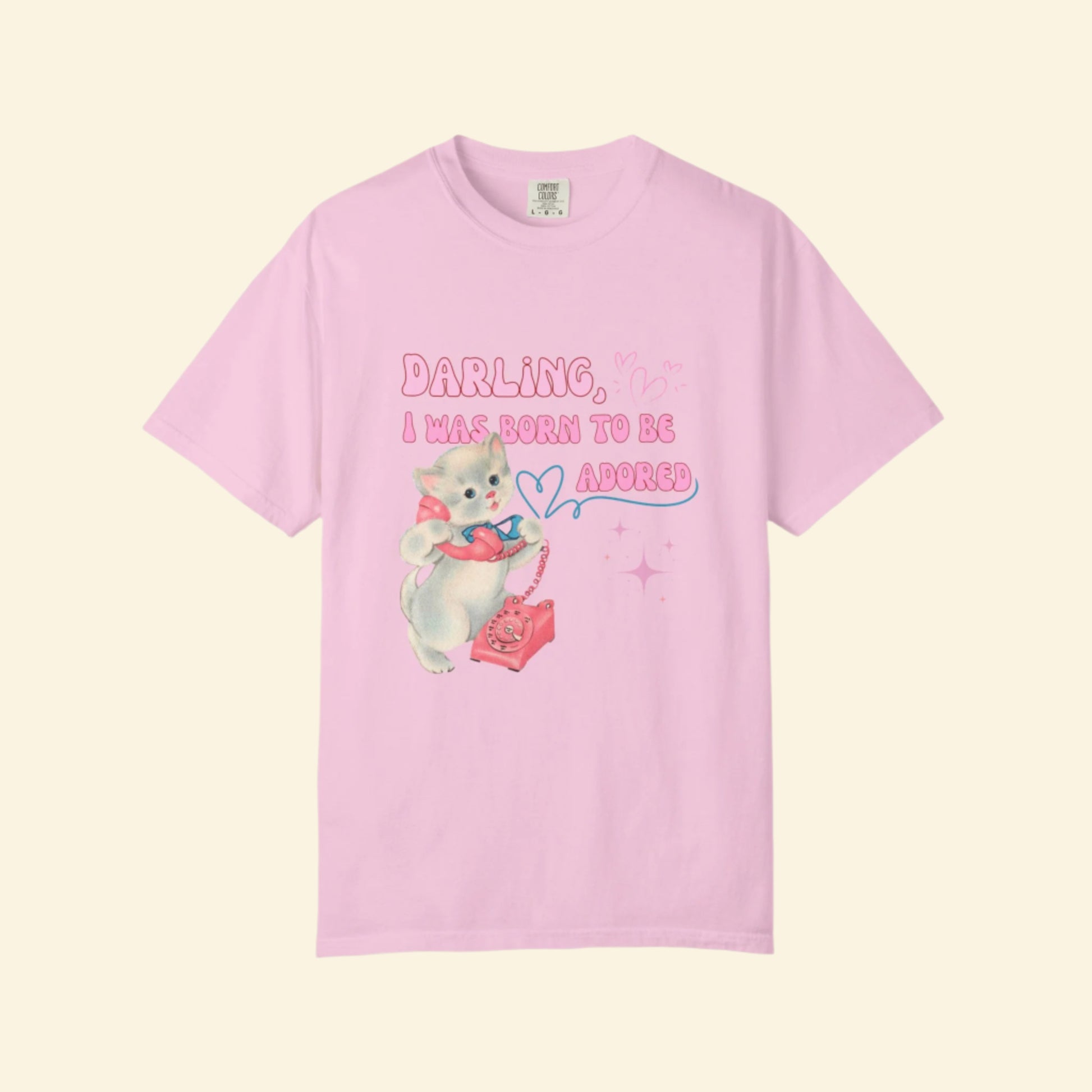 Whimsical Cat Lover T-Shirt, Born to be adored Vintage Tee