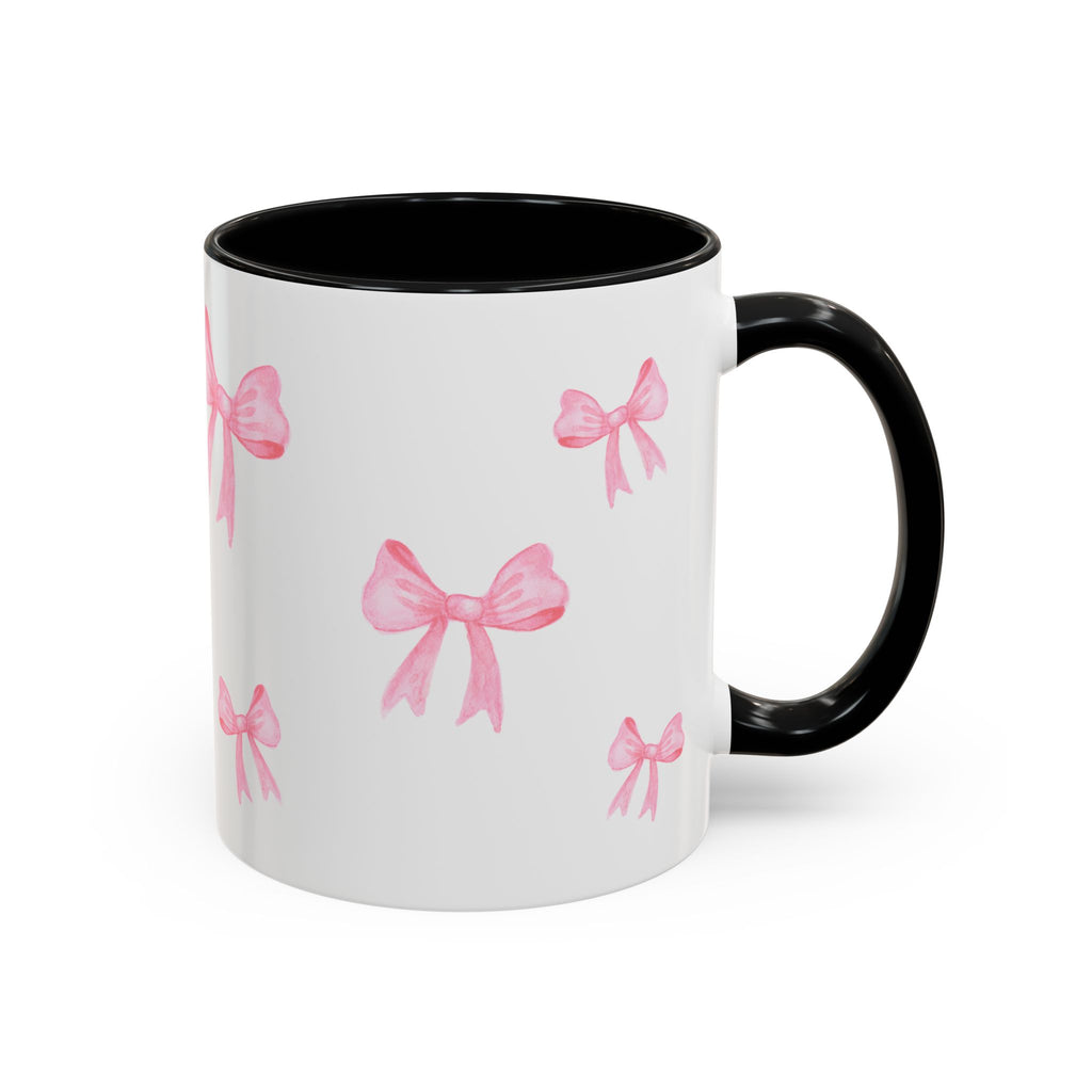Stylish Pink Bow Accent Coffee Mug - Perfect Gift for Girly Vibes