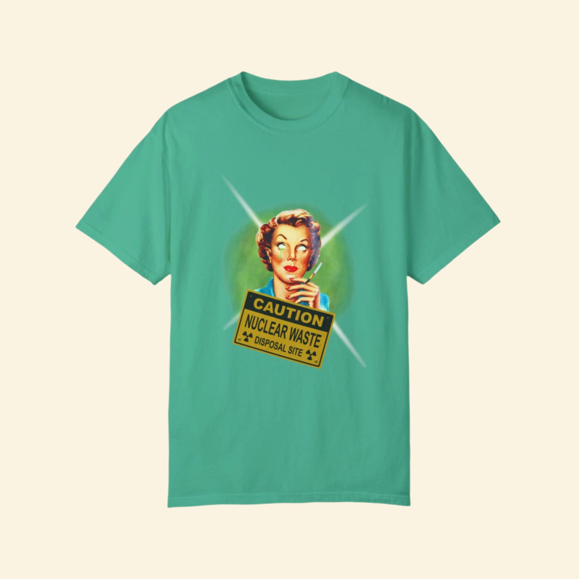 Caution Nuclear Waste Unisex Garment-Dyed T-Shirt | Fun Retro Graphic Tee