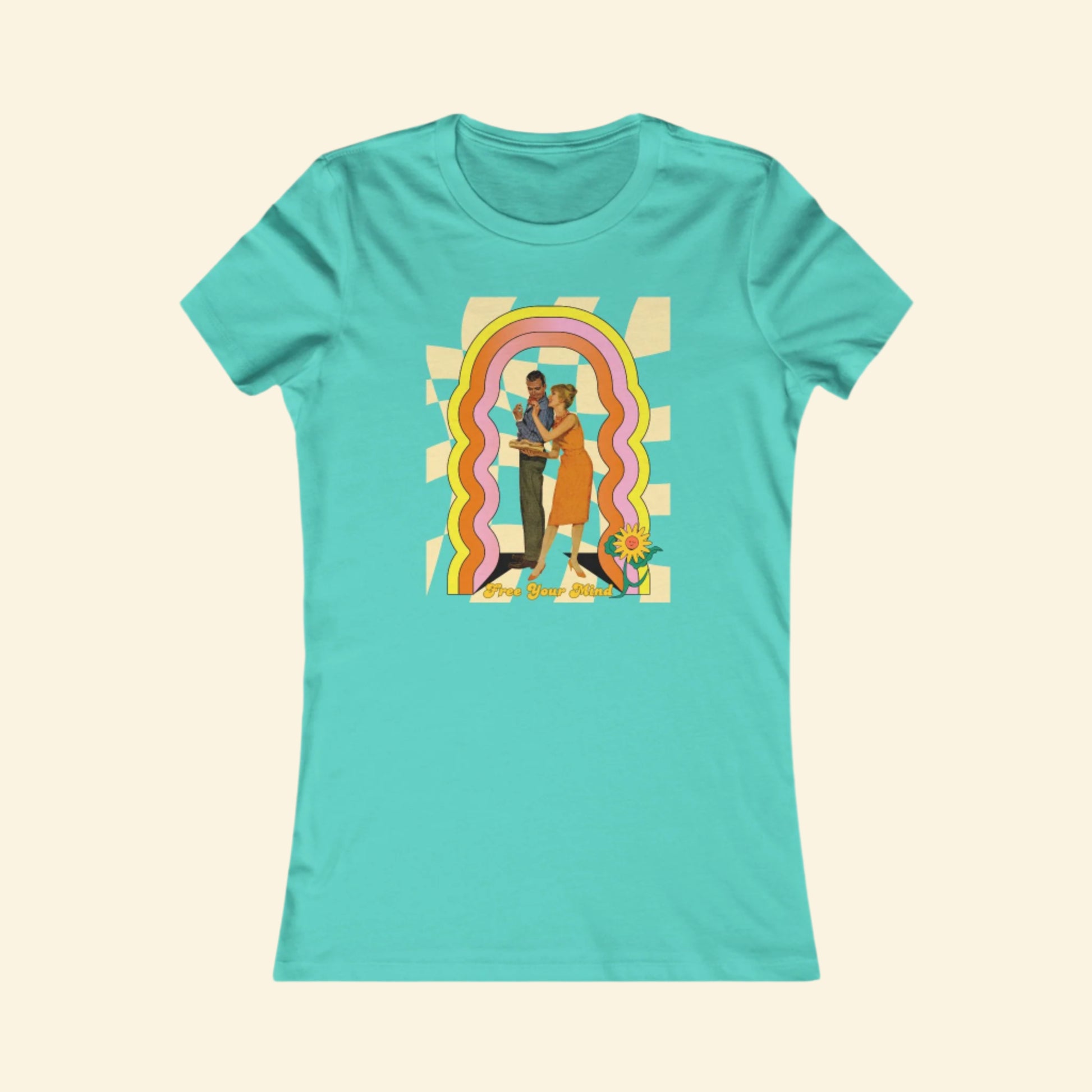 Vintage Women's Tee, 70s Style Free Your Mind Tshirt