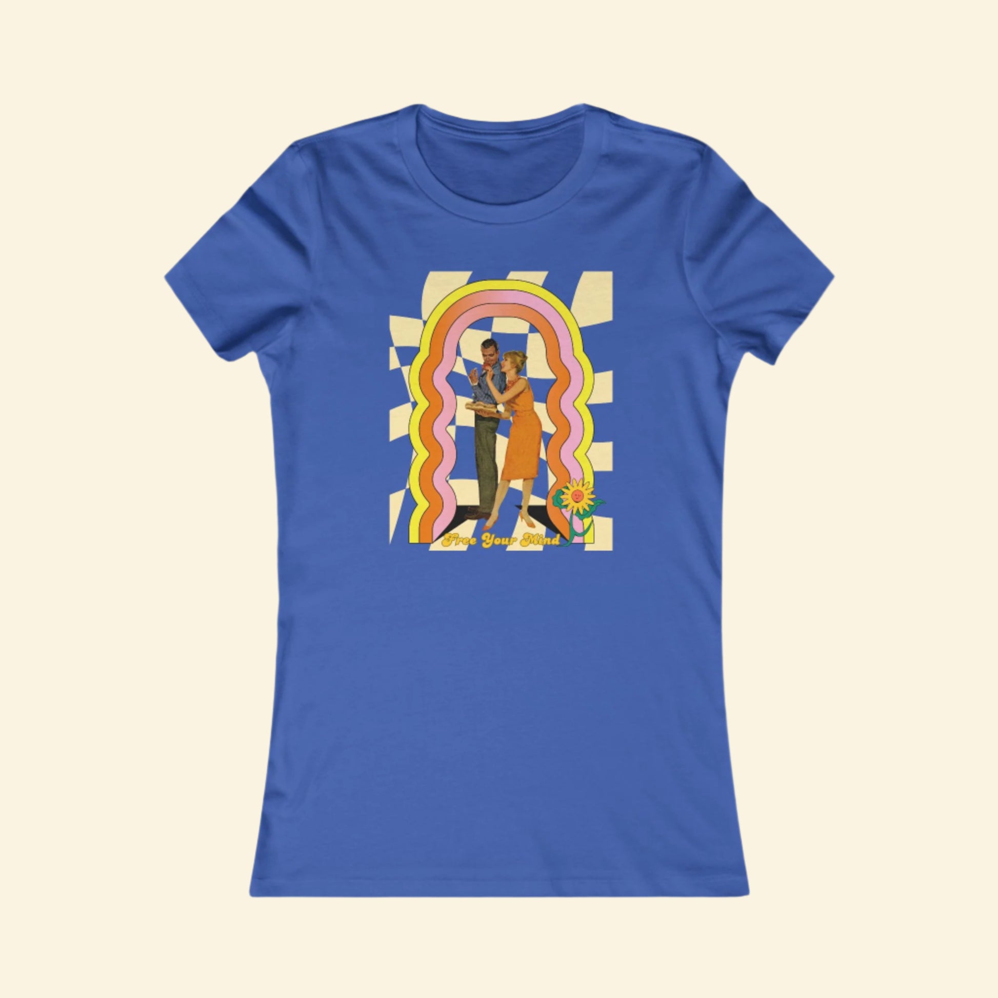 Vintage Women's Tee, 70s Style Free Your Mind Tshirt