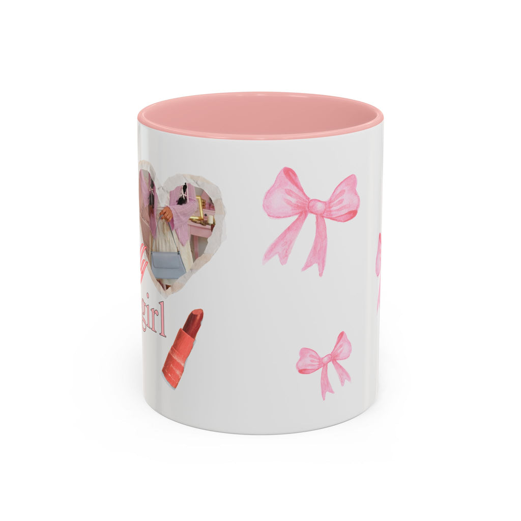 Stylish Pink Bow Accent Coffee Mug - Perfect Gift for Girly Vibes