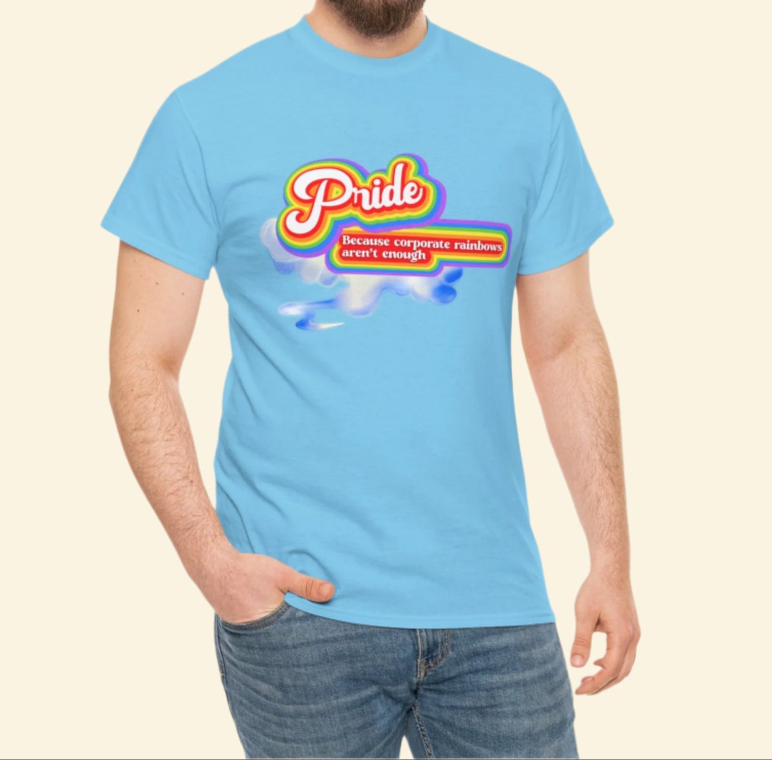 Pride Unisex Heavy Cotton Tee, Rainbow Shirt, LGBT Apparel Retro Tee