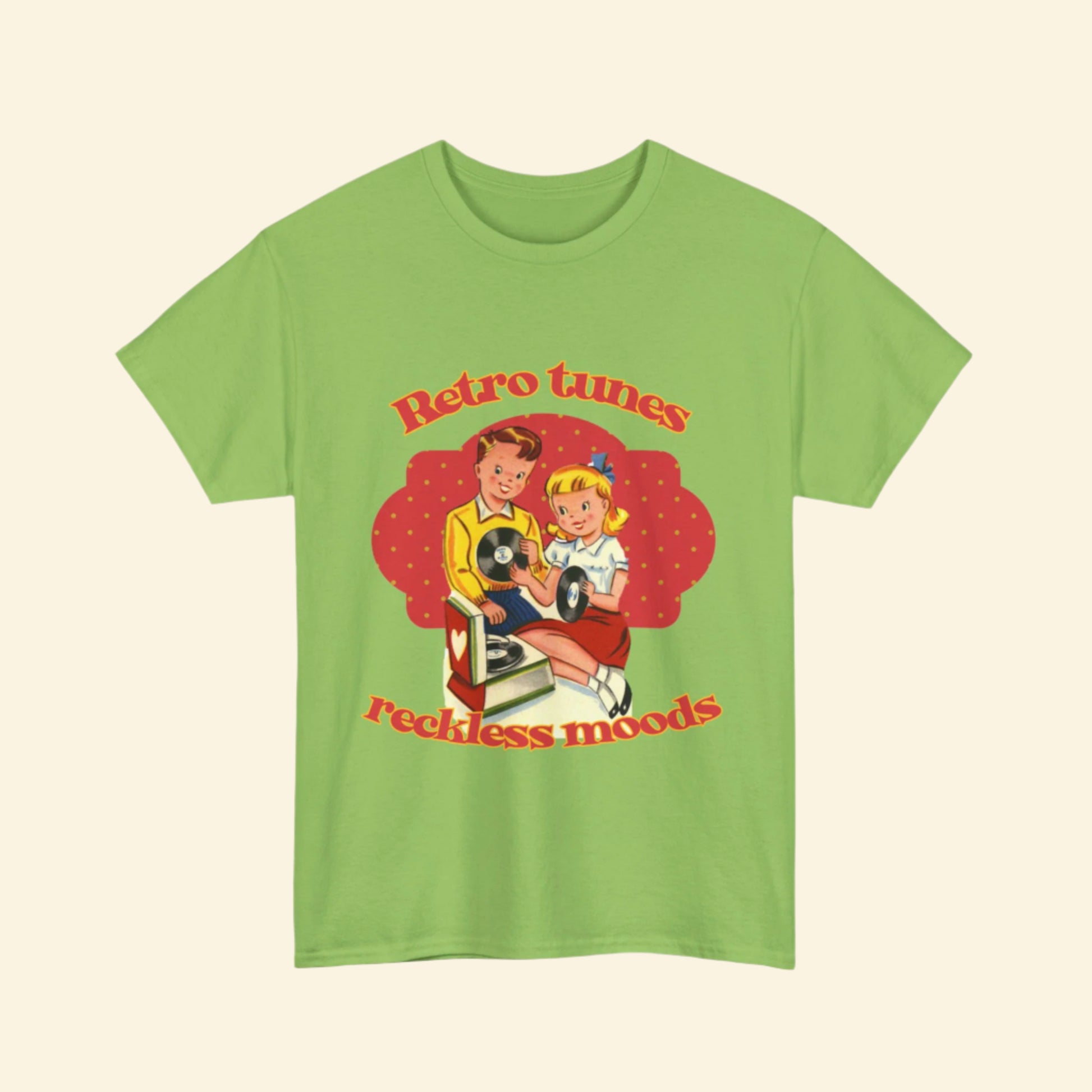 Playful Vintage Tee- "Retro Tunes, Reckless Moods"