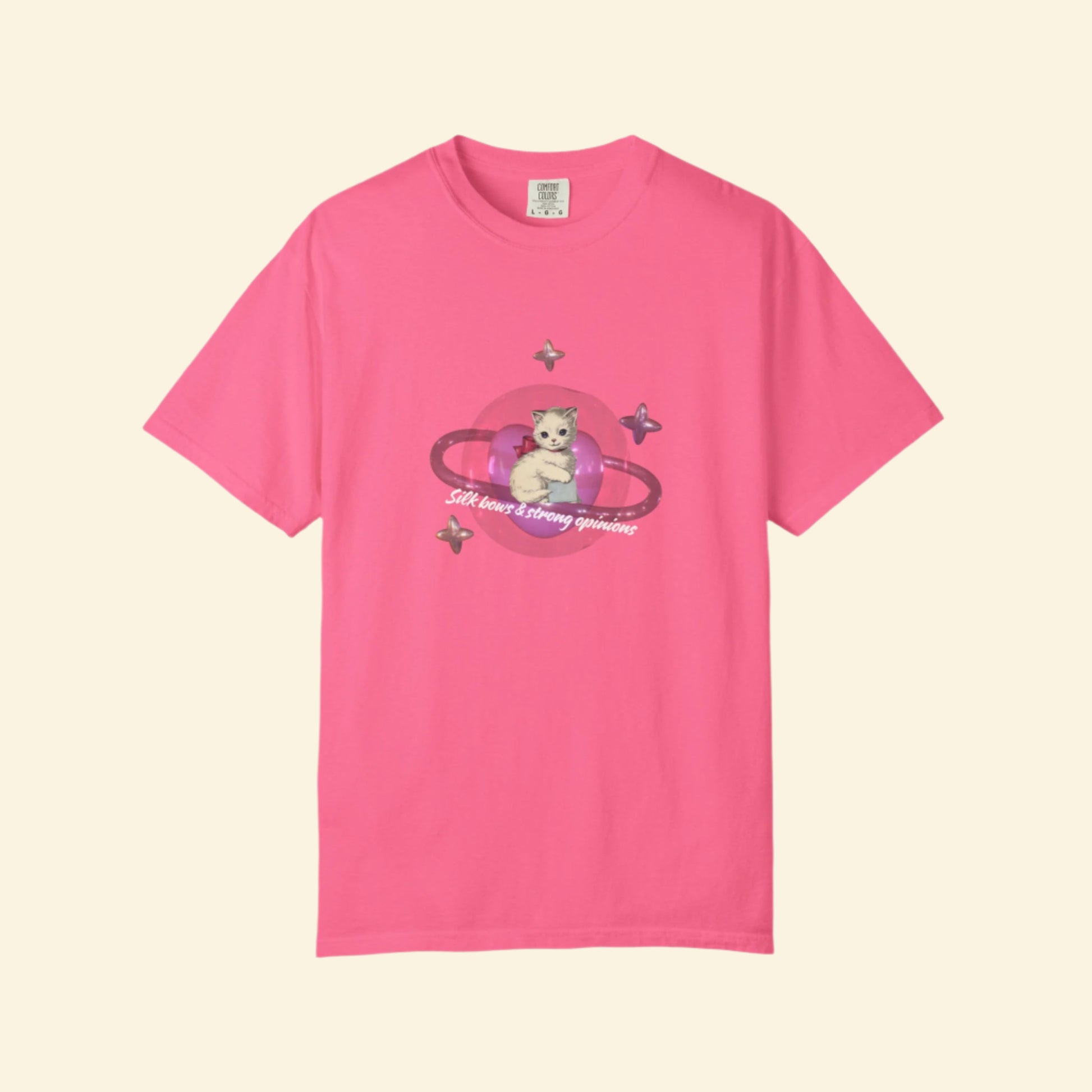 Cute Pink Spaceship Cat T-Shirt - Perfect for Pet Lovers & Cosmic Dreamers