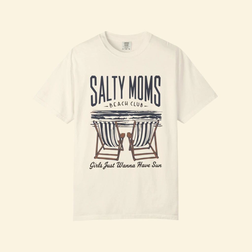 Salty Moms Beach Club T-Shirt - Summer Vibes, Fun in the Sun!