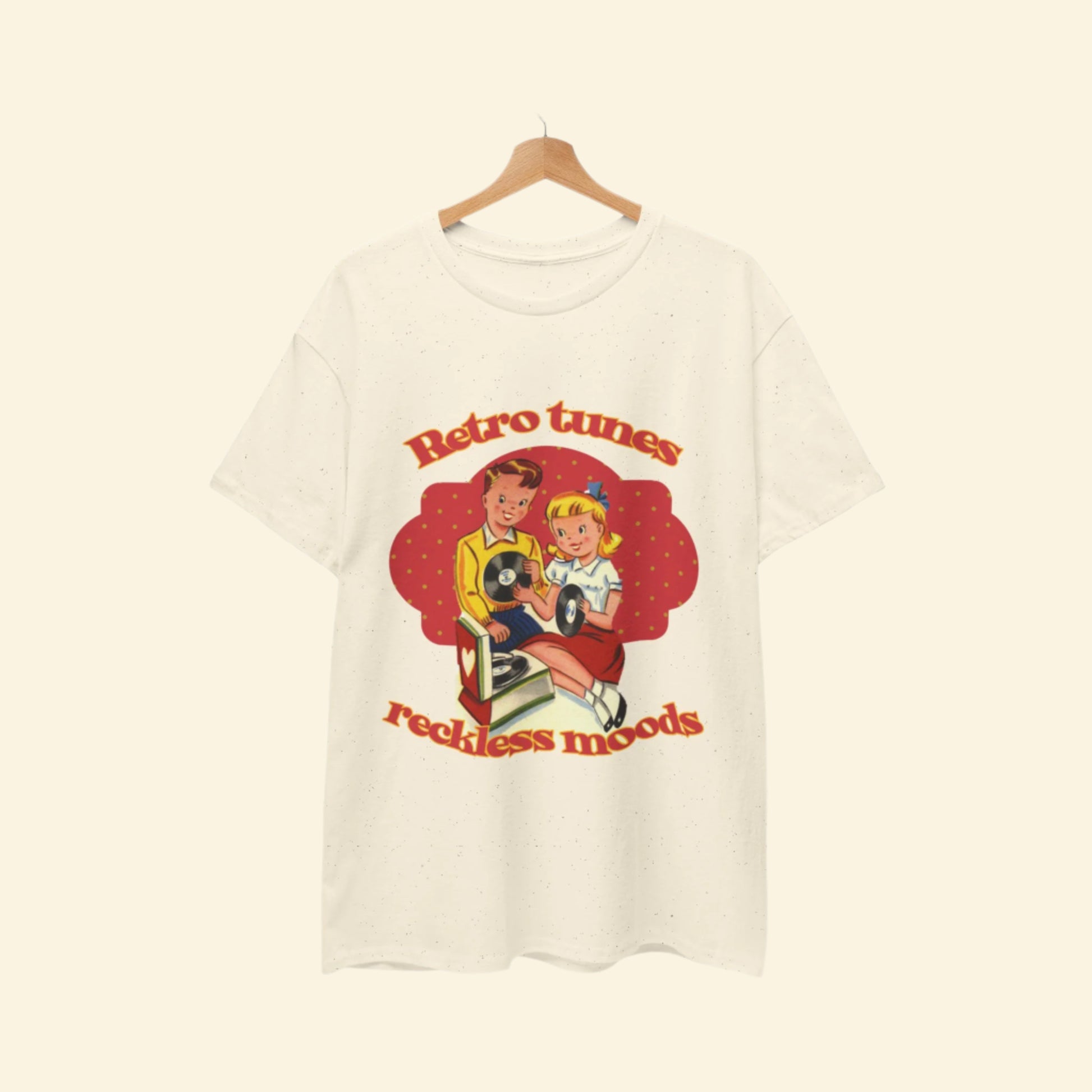 Playful Vintage Tee- "Retro Tunes, Reckless Moods"
