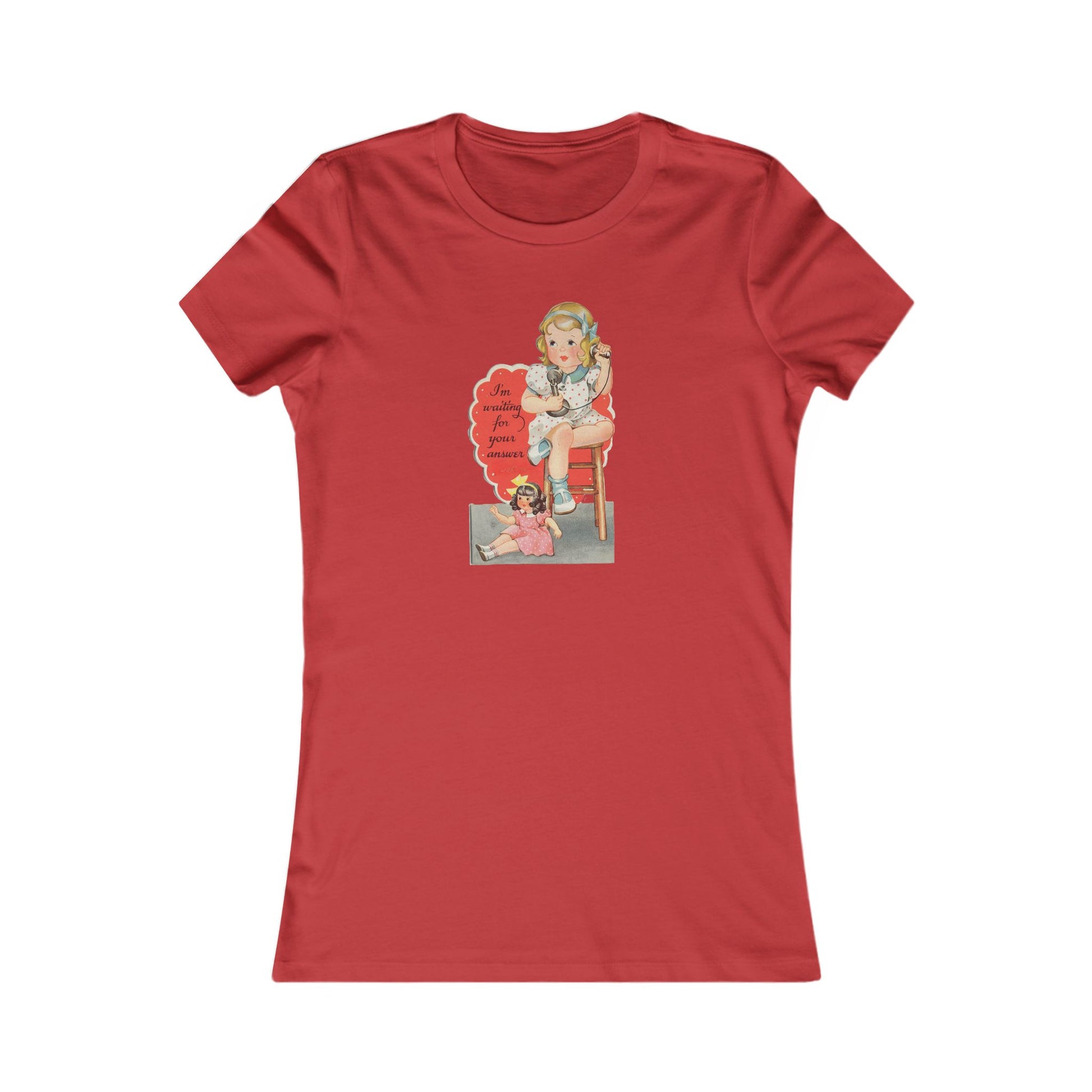 Vintage Inspired Women's Tee - Retro Girl Design-"Waiting For You"
