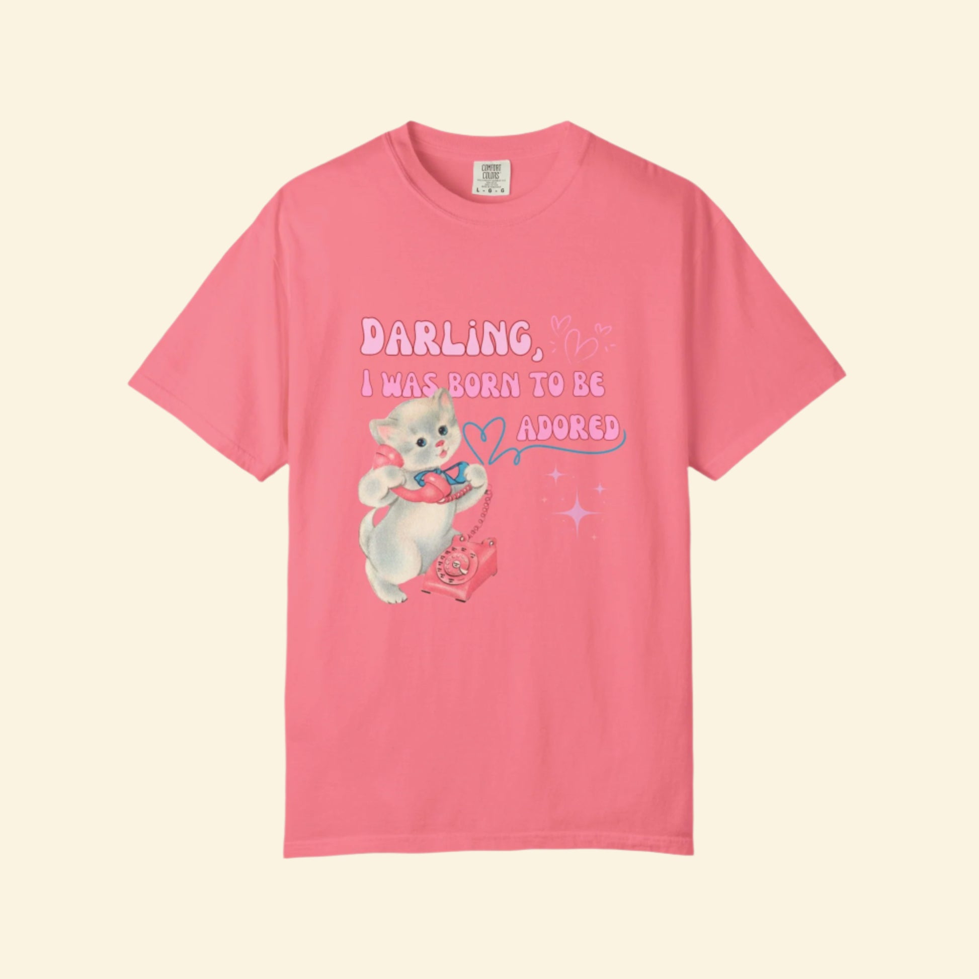 Whimsical Cat Lover T-Shirt, Born to be adored Vintage Tee