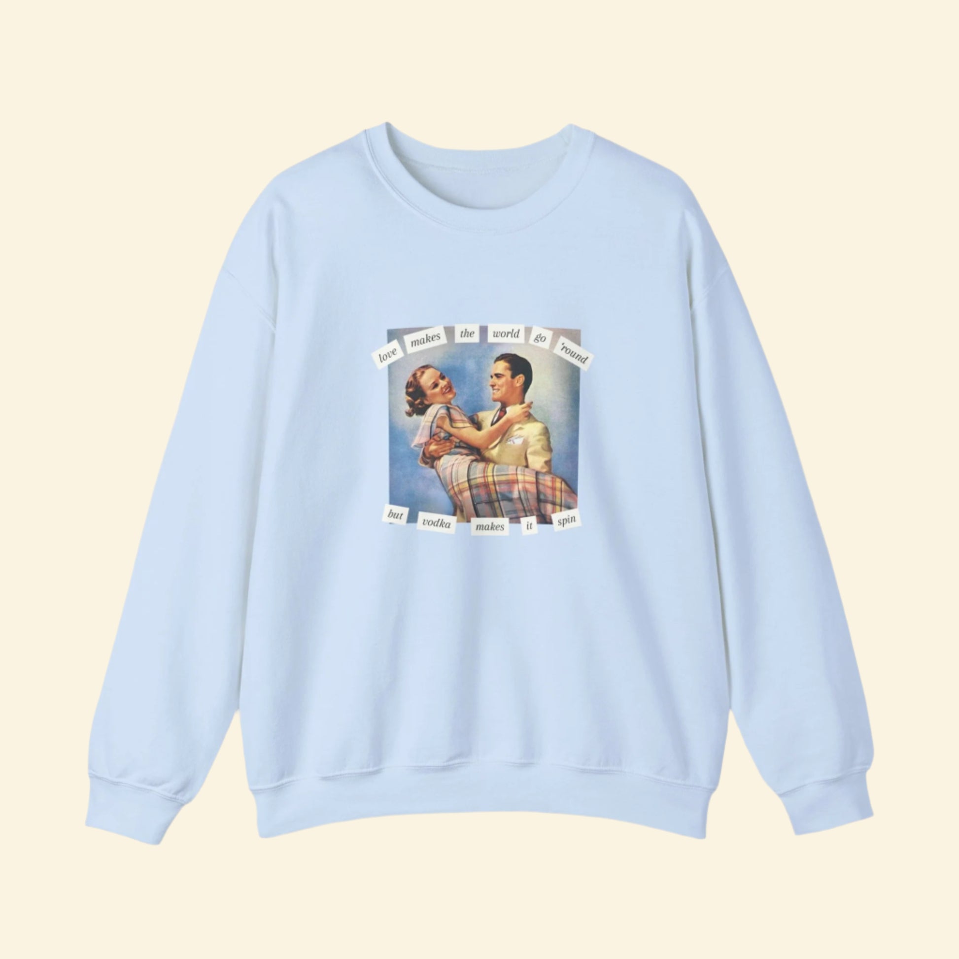 Vintage-Inspired Unisex Crewneck Sweatshirt - 'Love Makes the World Go Round' Design