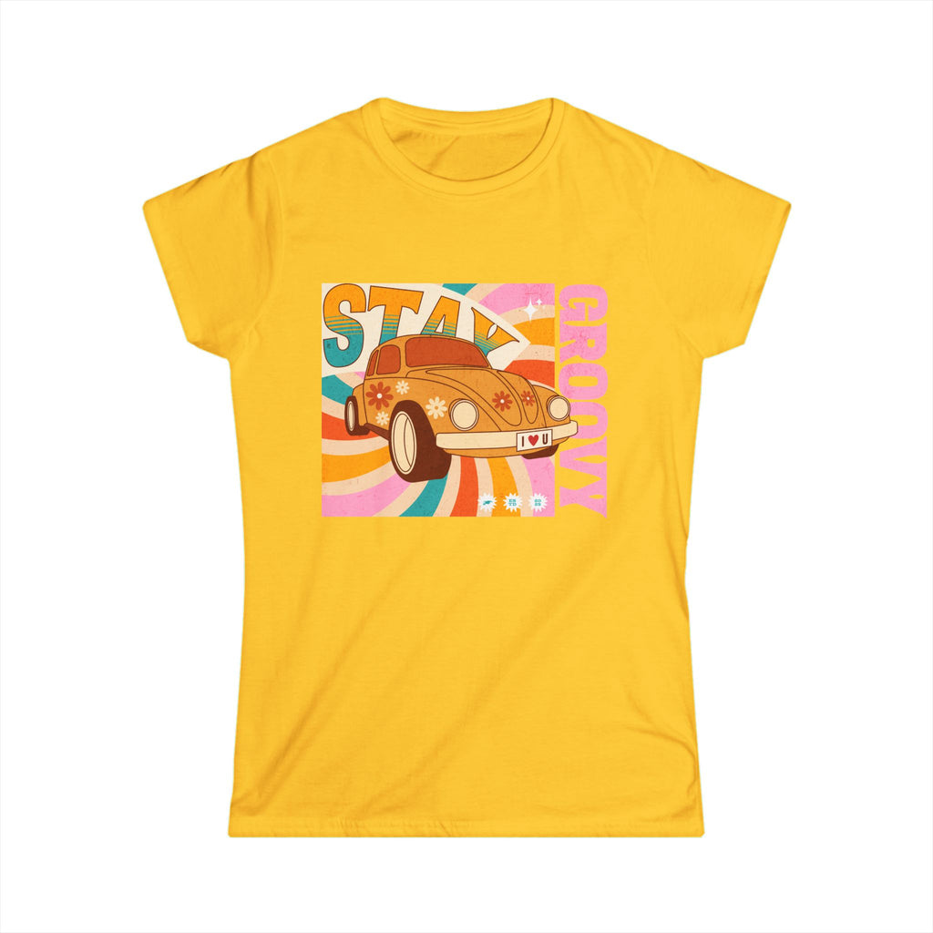 Stay Groovy Women's 70s Tee - Retro Vibe T-Shirt for Casual Wear