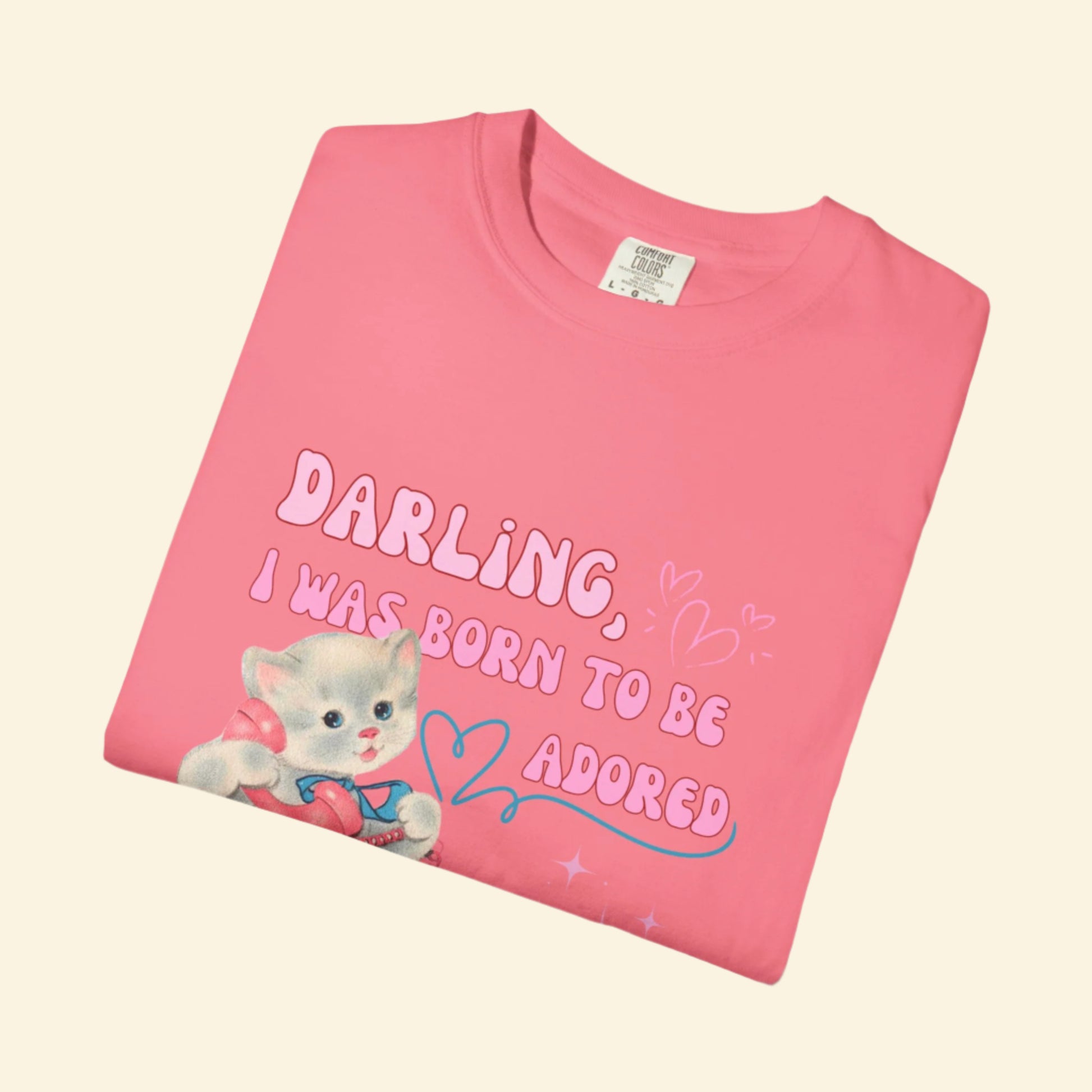 Whimsical Cat Lover T-Shirt, Born to be adored Vintage Tee